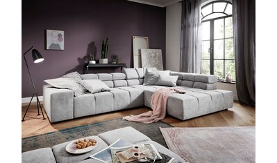 Ecksofa »Ancona incl. Kopfteilverstellung, Zierkissen Breite 319cm, L-Form«