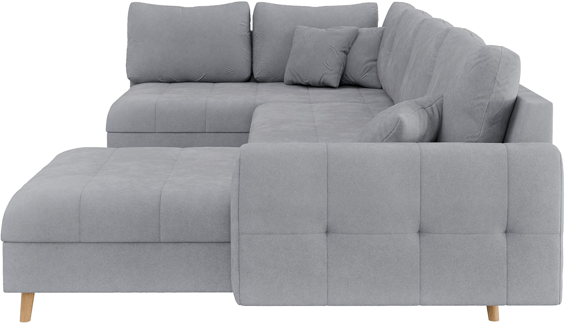 Home affaire Wohnlandschaft »CHARRE U-Form mit Ottomane, Maße B/T/H: 310/161/81 cm«, feine Steppung, lose Rücken- und Zierkissen, auch in Cord und Bouclé