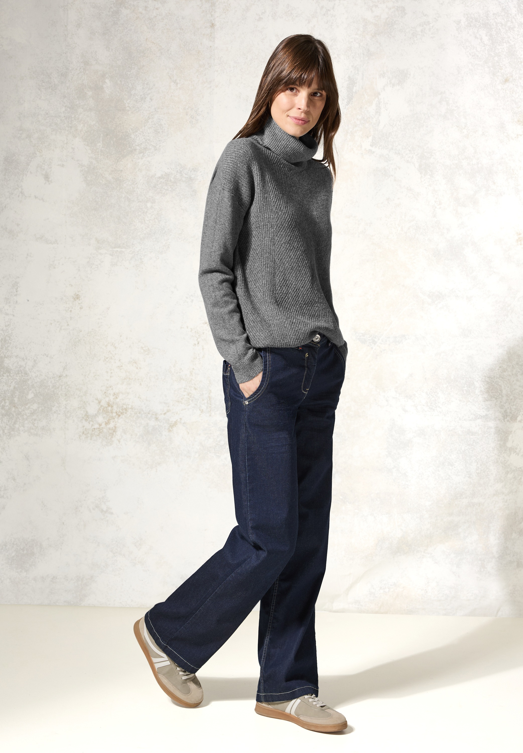 Cecil Rollkragenpullover, aus softem Materialmix