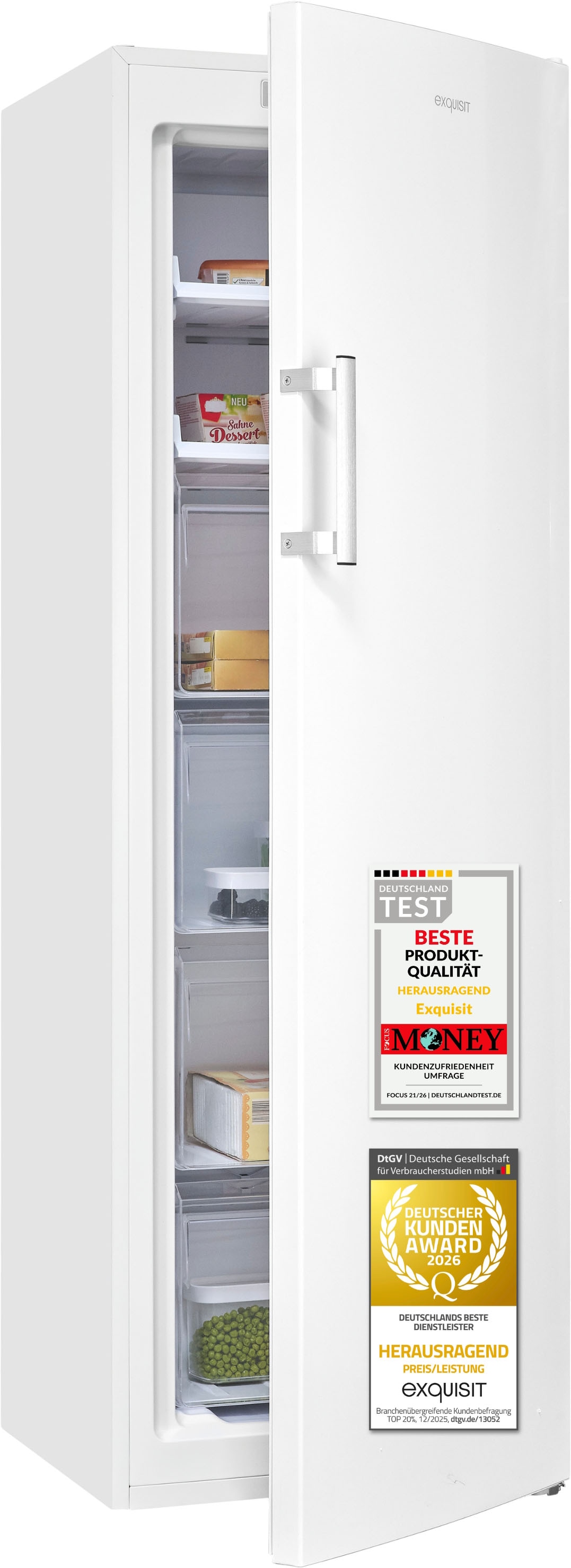 exquisit Gefrierschrank "GS271-NF-H-040C" 170 cm hoch 54,5 cm breit Viel Platz, starke Gefrierleistung & flexible Anpassung für den Alltag
