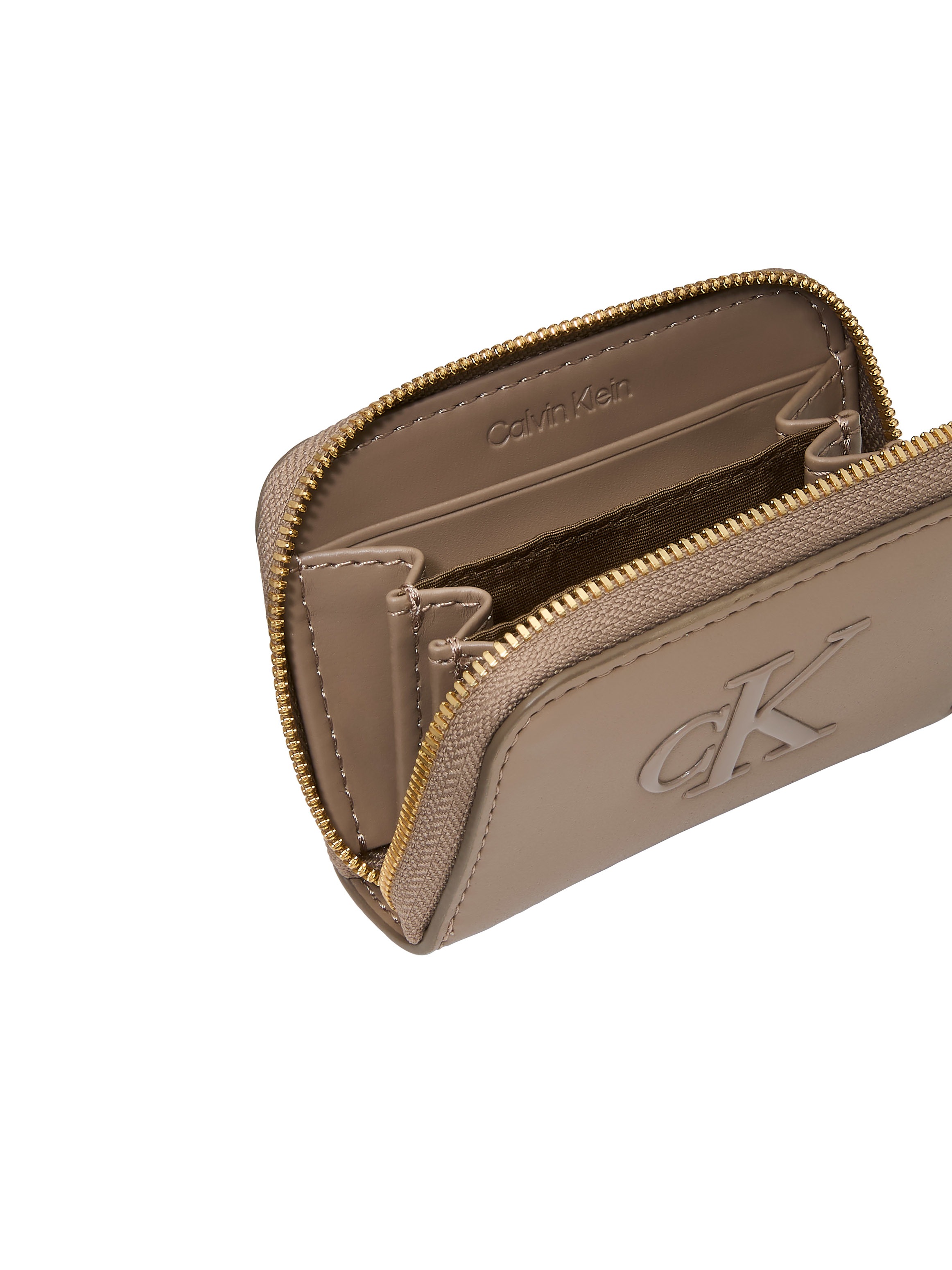 Calvin Klein Geldbörse »BOLD CK MEDIUM ZIP AROUND« Damen Portemonnaie, Geldbeutel, Money Pocket mit CK-Logo