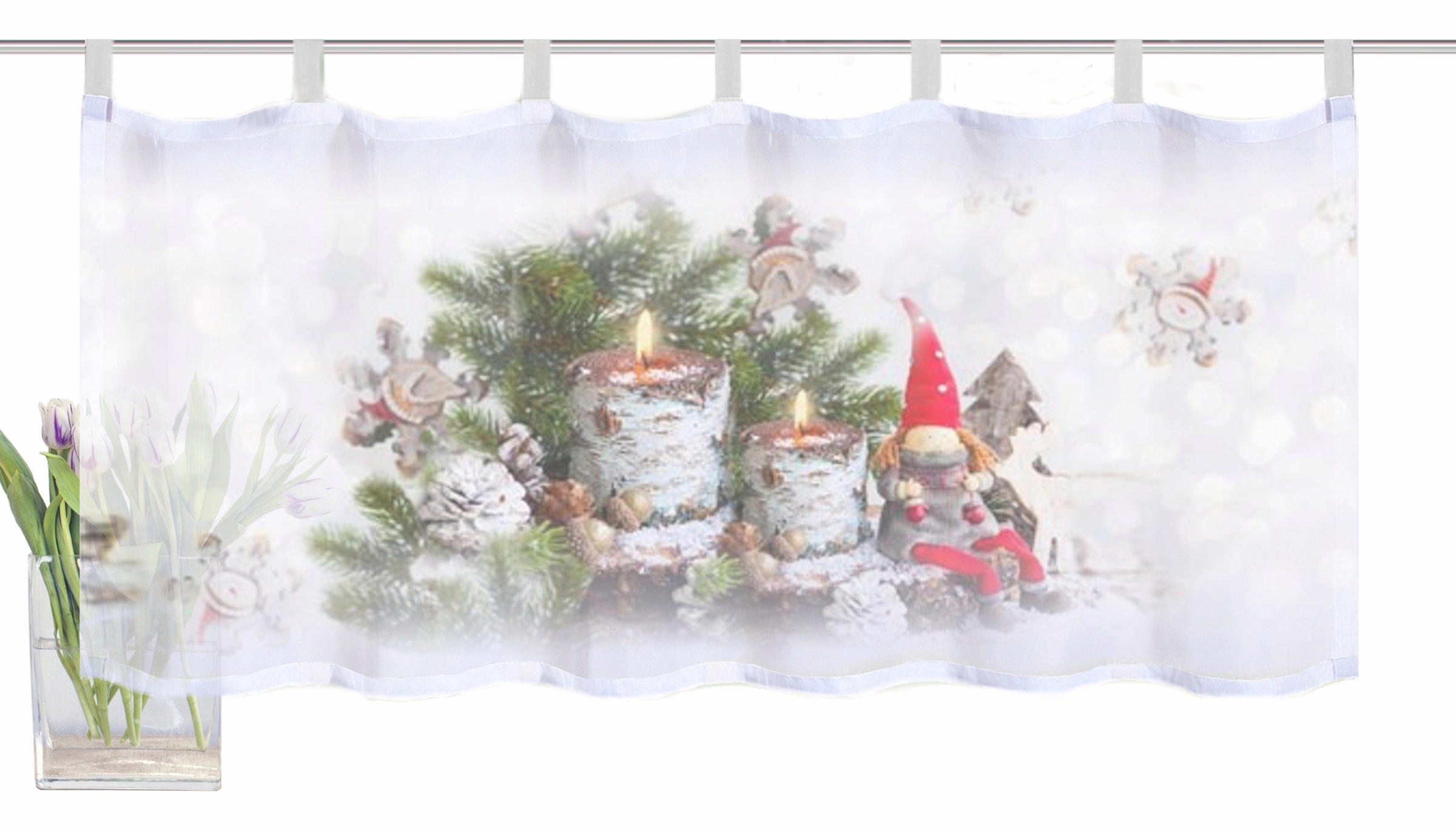 HOME WOHNIDEEN Scheibengardine "WEIHNACHTSWICHTEL" Schlaufen 1 Stk. tlg. Hx günstig online kaufen