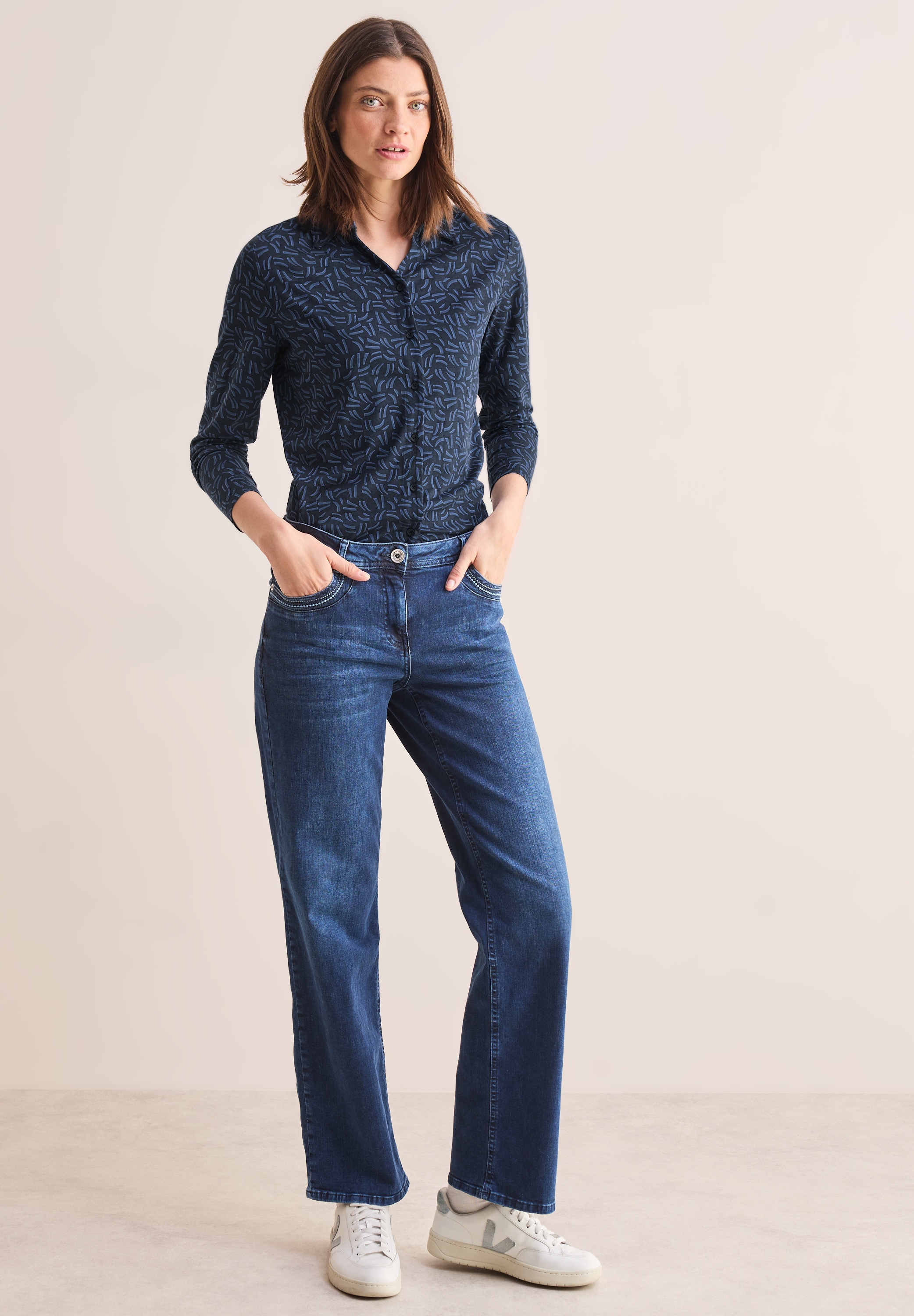 Cecil Langarmshirt, mit Knopfleiste