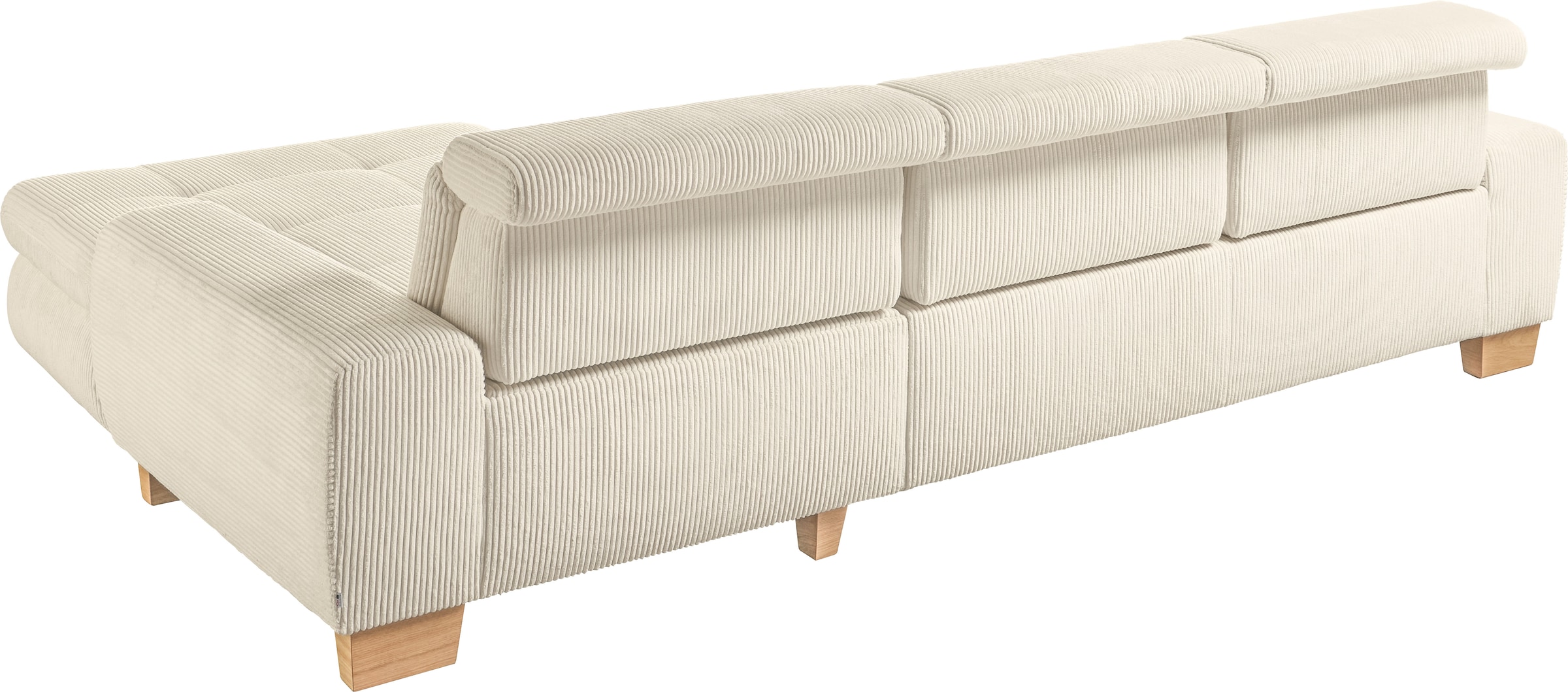 set one by Musterring Ecksofa »SO 3400 Sitzhöhe 47cm oder 49cm, Sitztiefe verstellbar, B/T: 307/195cm«, whlw. mit Funktion, Kaltschaum, in Cord, rose, Sitzhöhe 49
