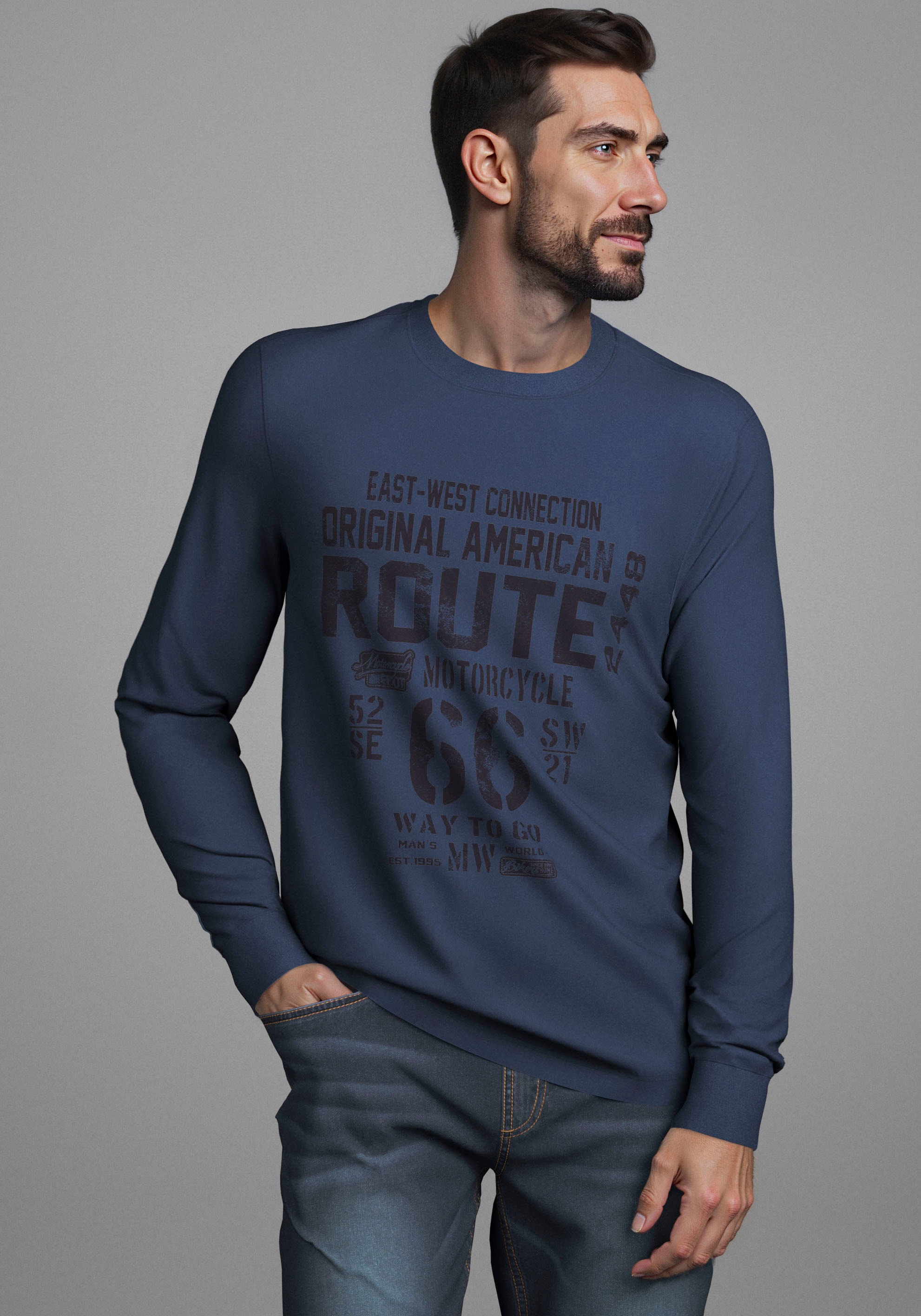 Mans World Rundhalsshirt "Neue Kollektion" mit Bündchen günstig online kaufen
