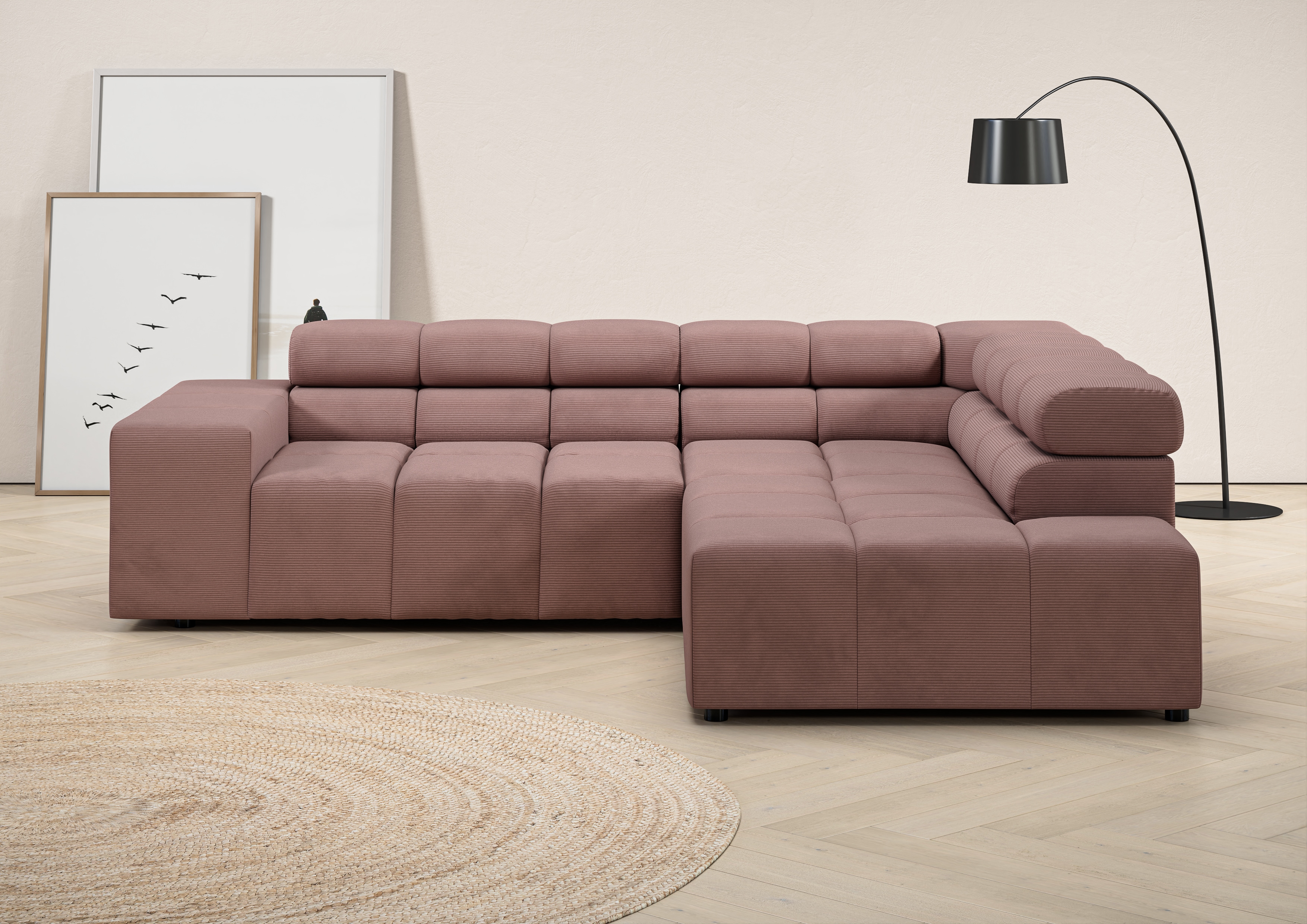 Home affaire Ecksofa "Ancona, Ecksofa, incl. Kopfteilverstellung, Breite 249 cm, L-Form" wahlweise motorische Sitztiefenverstellung, B/T(H: 249/215/70 cm
