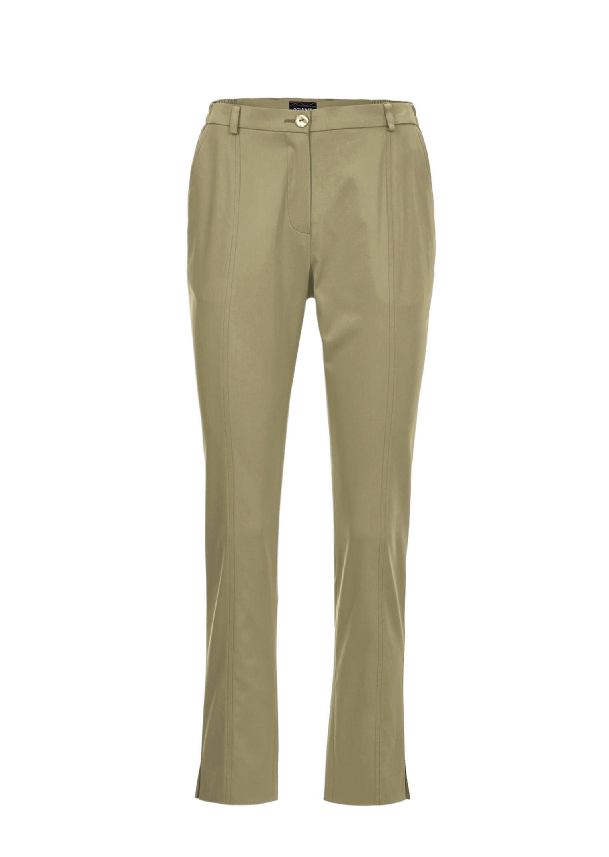 GOLDNER Stoffhose "Kurzgröße Sportive Hose Anna aus trageangenehmen Satin" Perfekt sitzende und anschmiegsame Passform