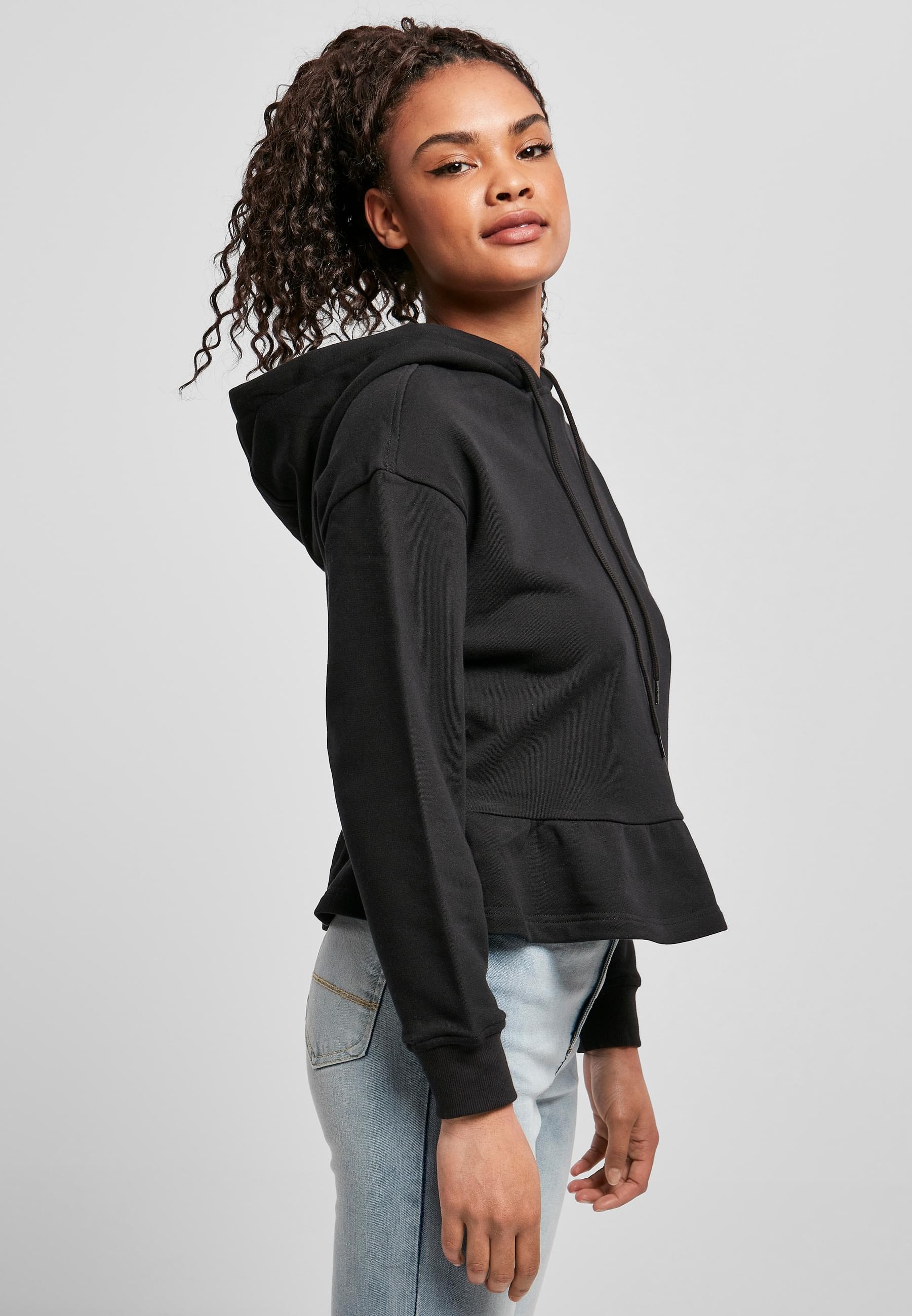 URBAN CLASSICS Kapuzenpullover »Urban Classics Damen Ladies Organic Volants Hoody«, (1 tlg.)