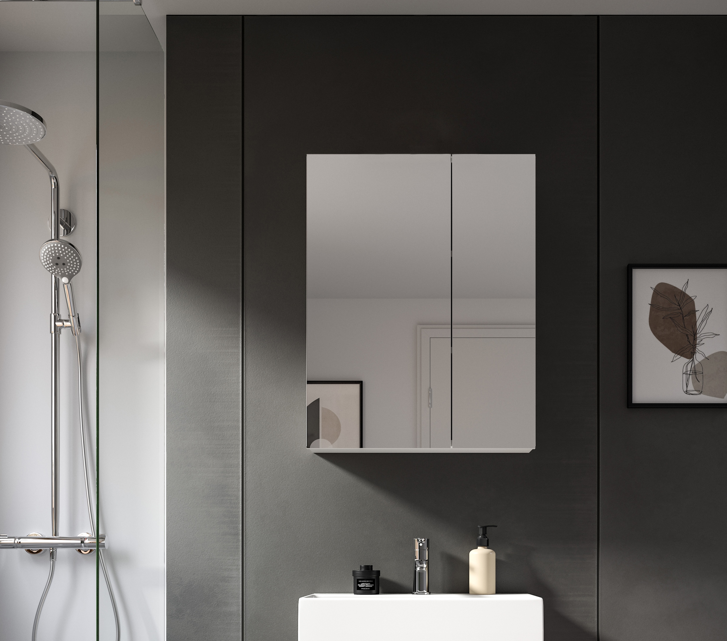 welltime Spiegelschrank »BIEL, TOPSELLER!, Breite 60 cm, 2 Türen, 2 Einlegeböden, 3 Fächer«, (1 St.), Badmöbel, Badschrank, Schrank, Wandschrank, Bad, Badezimmer