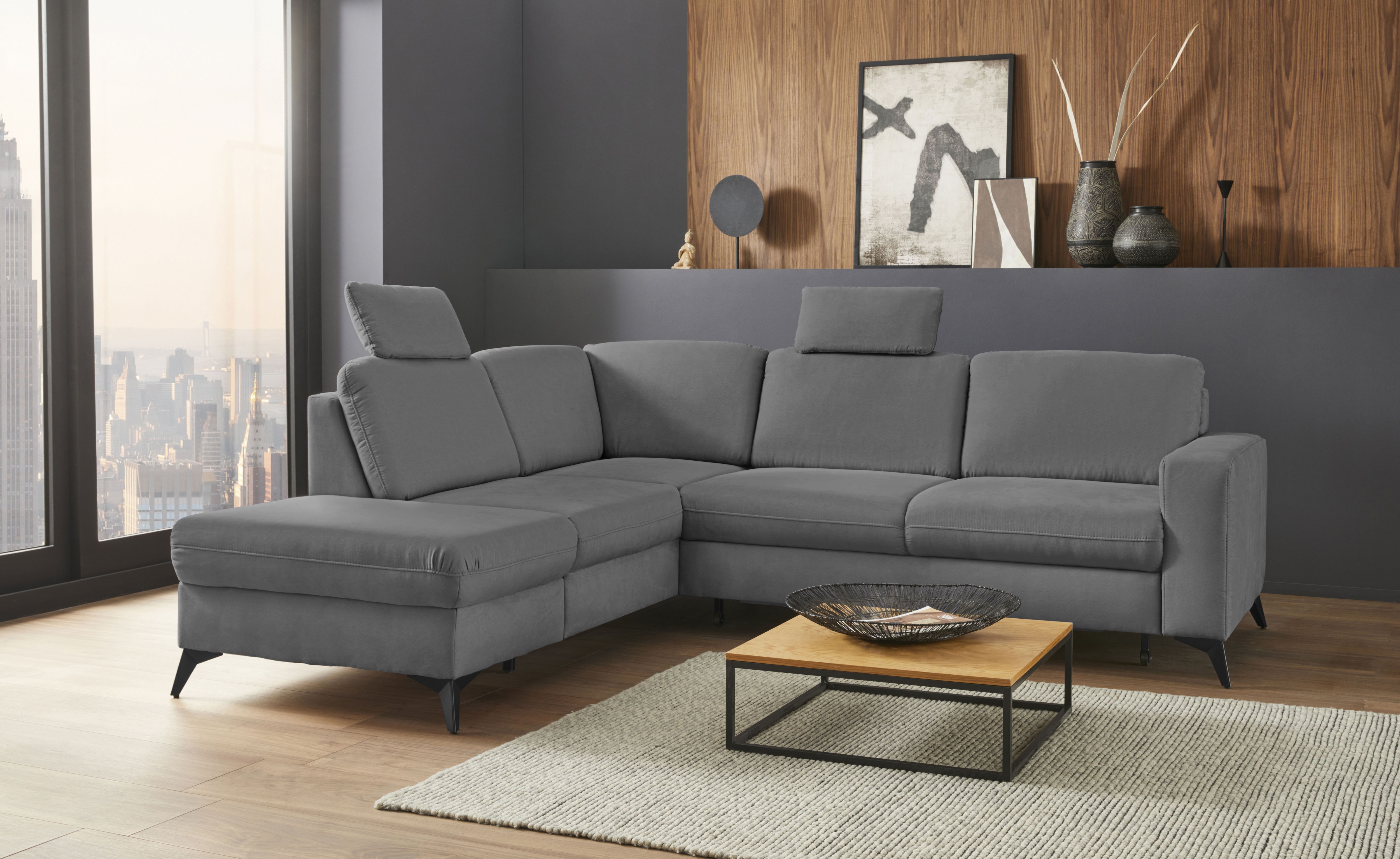 Home affaire Ecksofa "Lolland L-Form" Wahlweise mit Schlaffunktion und Stauraum, auch mit abwischbarem Bezug