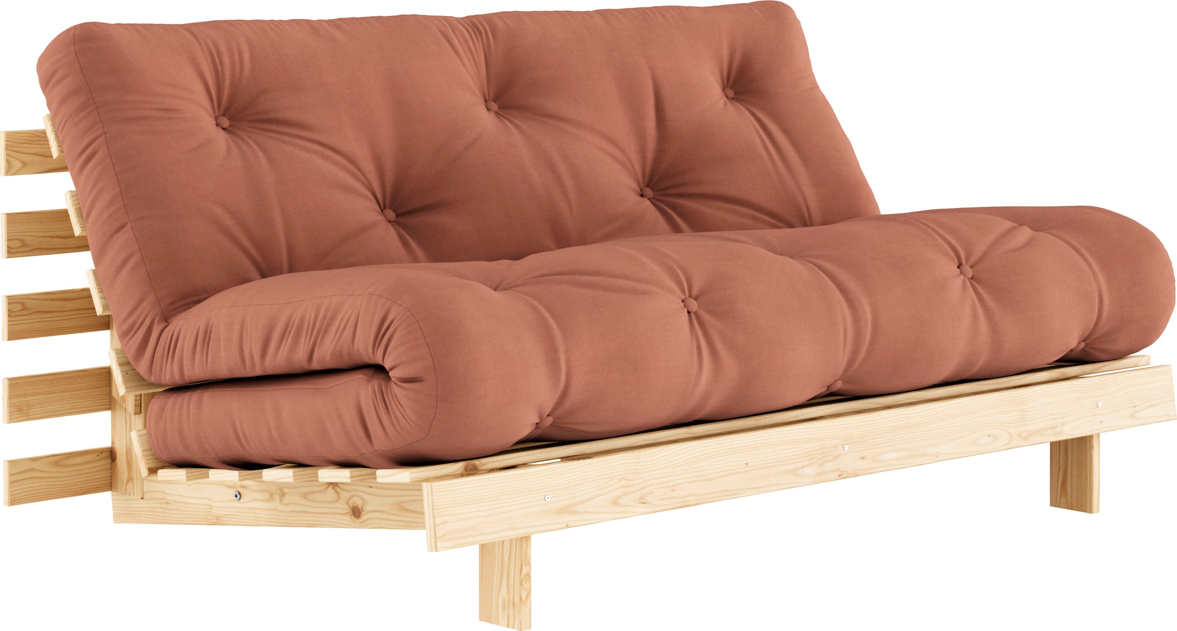 Karup Design Schlafsofa »Roots 160 Schlafsofa, Gästebett, Sofa mit Futonmatratze«, (2 St.), Inkl. Futonmatratze, Liegefläche 160x200 cm, FSC® zertifizierte Kiefer