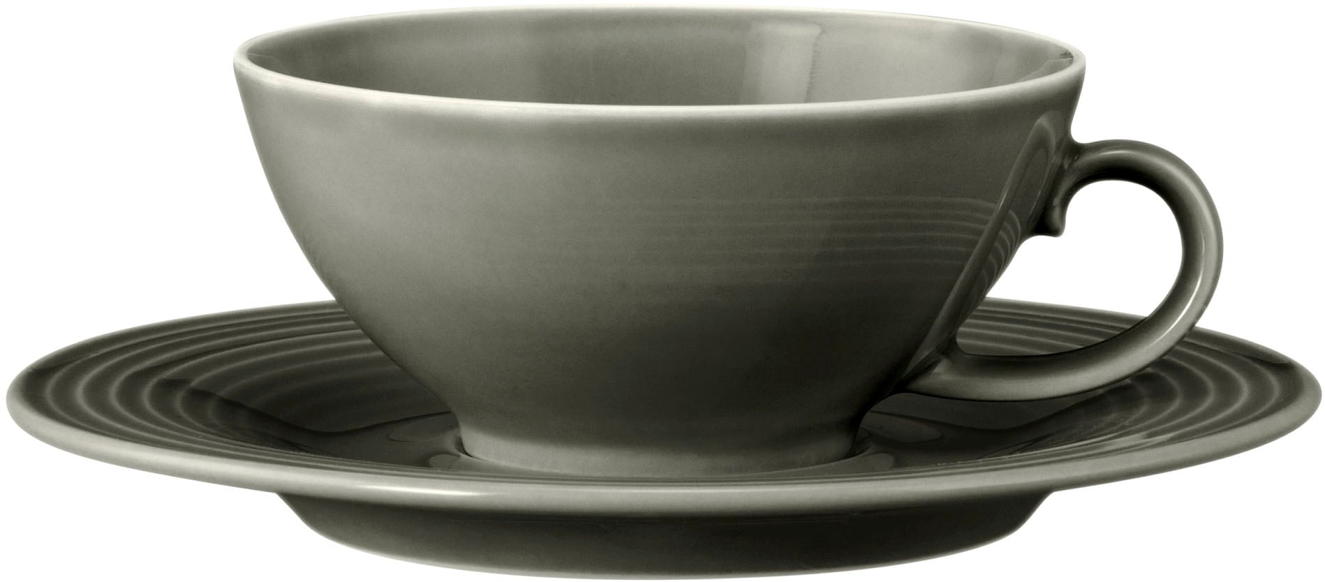 Seltmann Weiden Teeservice »Geschirr-Set Beat«, (Set, 18 tlg., 6 x Teeobertasse, 6 x Kombi-Untertasse klein, 6 x Brotteller), Teller, Tassen, Untertassen, Rillendekor, 18 Teile, für 6 Personen