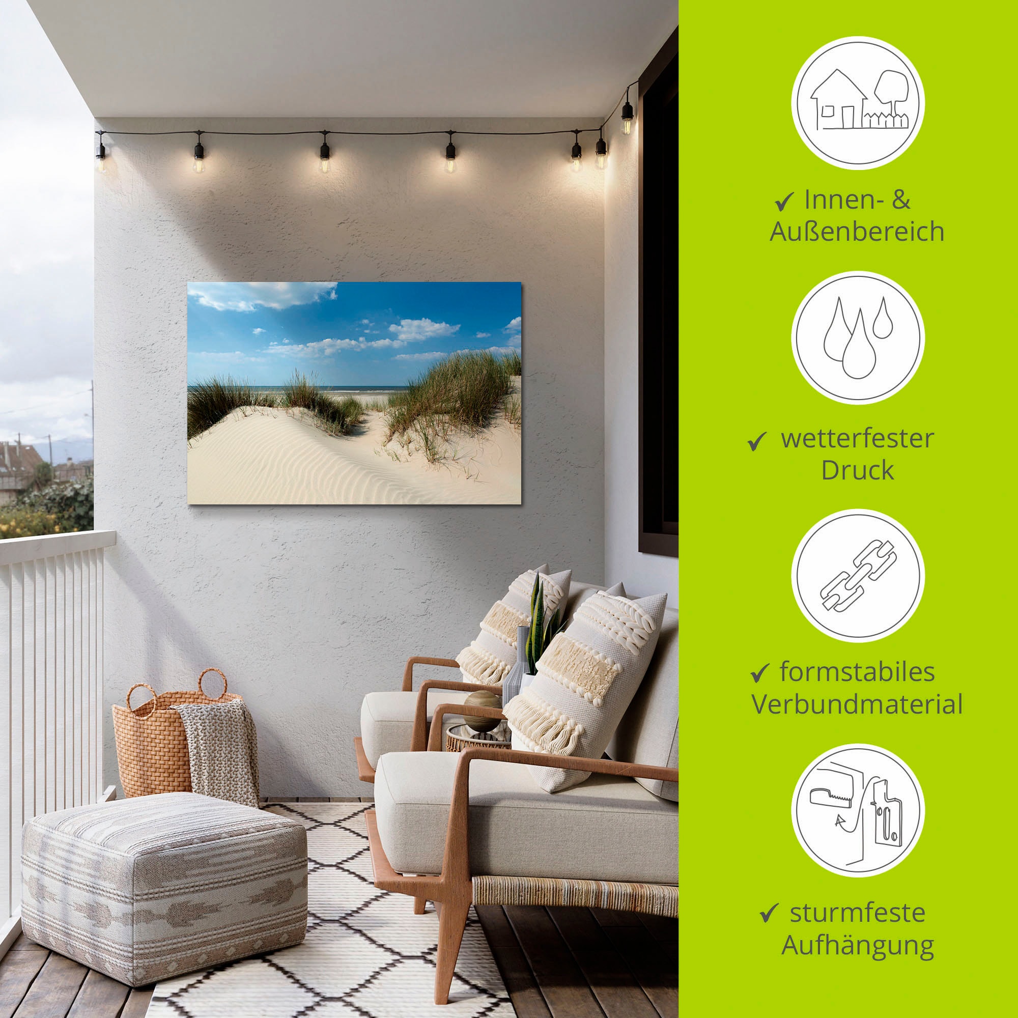 Artland Wandbild »Düne mit Meeresblick«, Strand, (1 St.), als Alubild, Outdoorbild, Leinwandbild, Poster in verschied. Größen