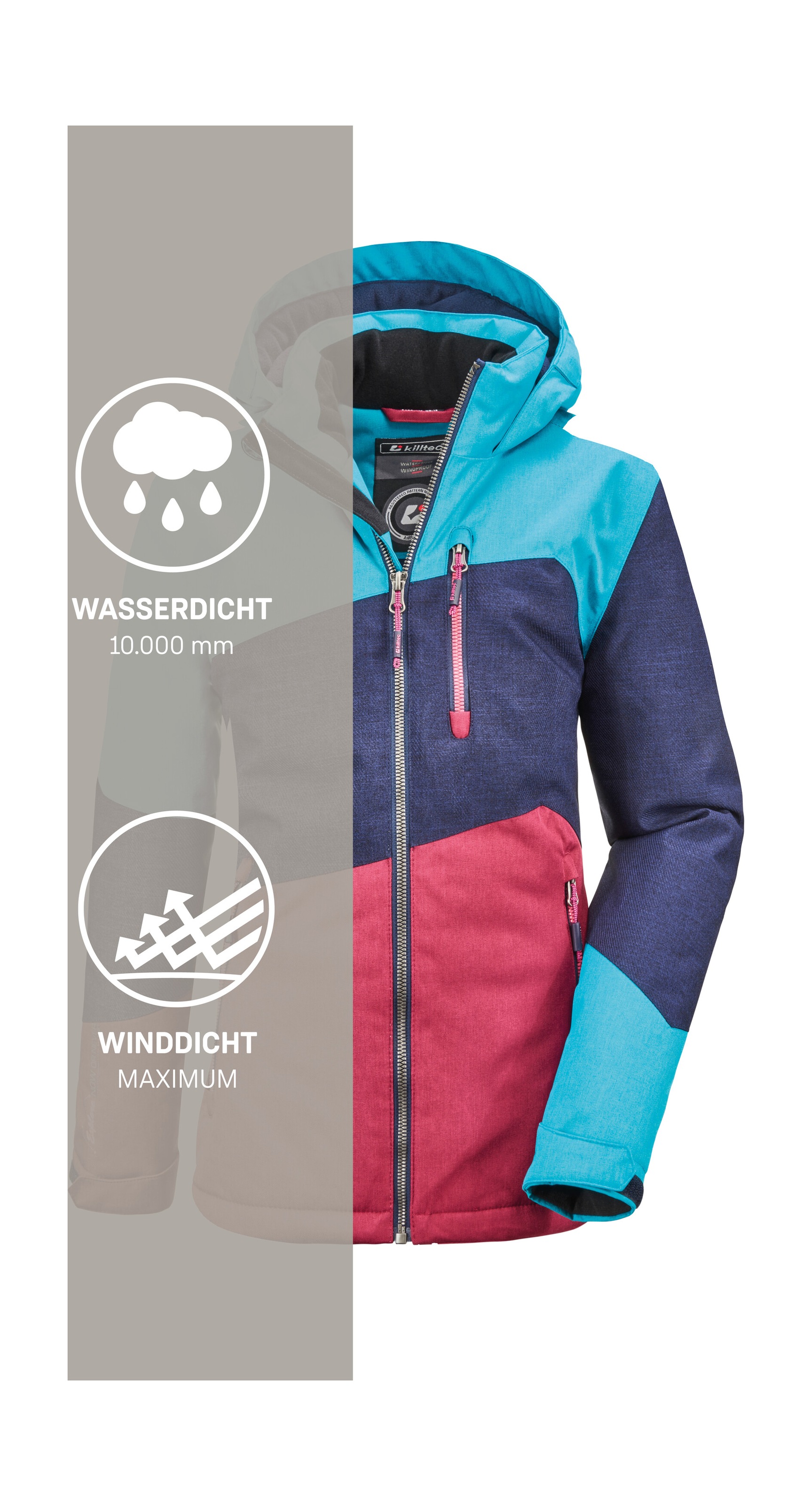Killtec Outdoorjacke »Lynge GRLS JCKT B« Wasserdichte Winterjacke mit Kapuze, Fleece, verstellbaren Ärmeln