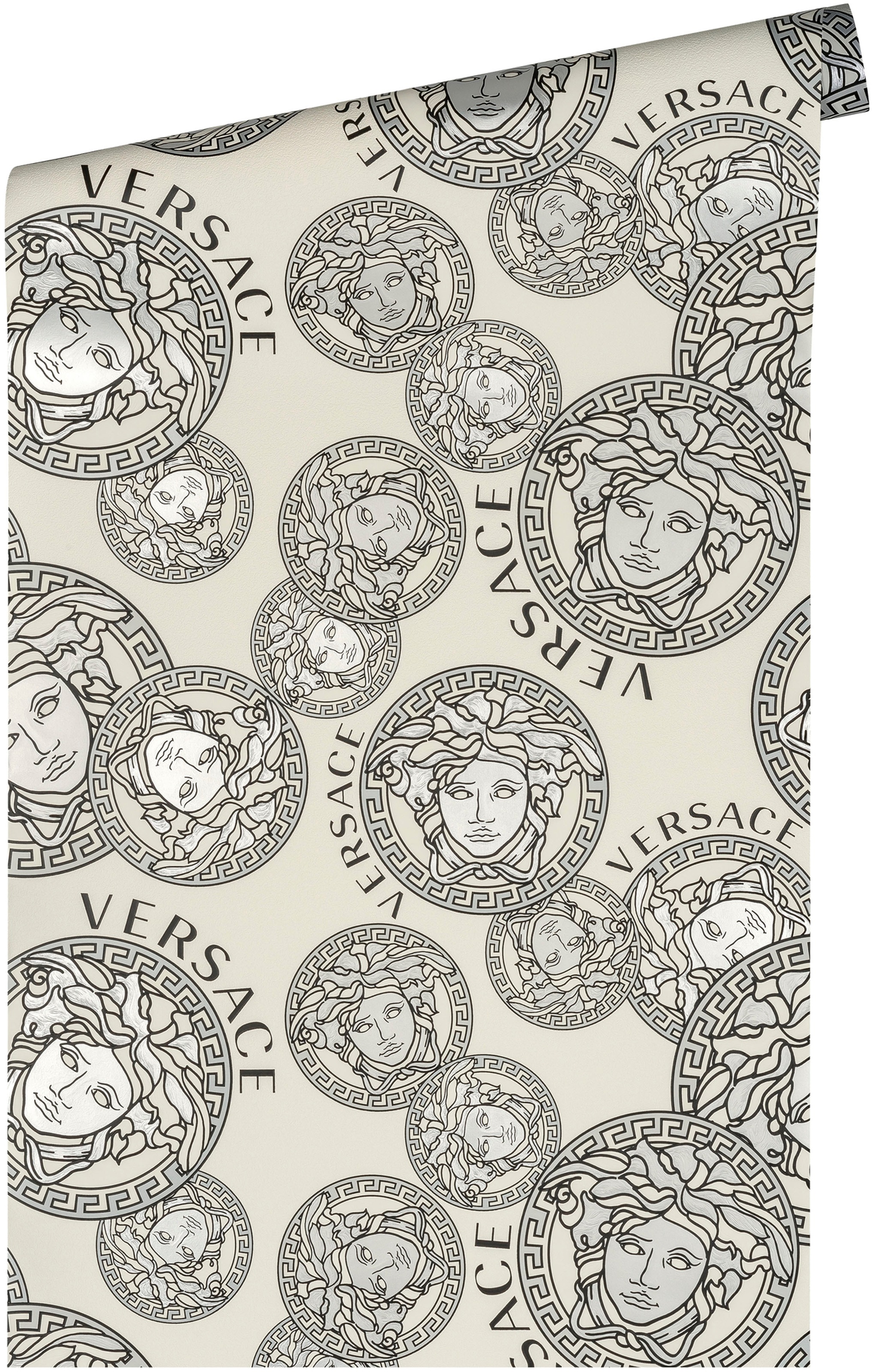 Versace Vliestapete »Wallpaper Versace 5 Medusakopf«, leicht glänzend-gemustert-abstrakt, Designertapete Tapeten Wohnzimmer Schlafzimmer Küche Flur Design Optik