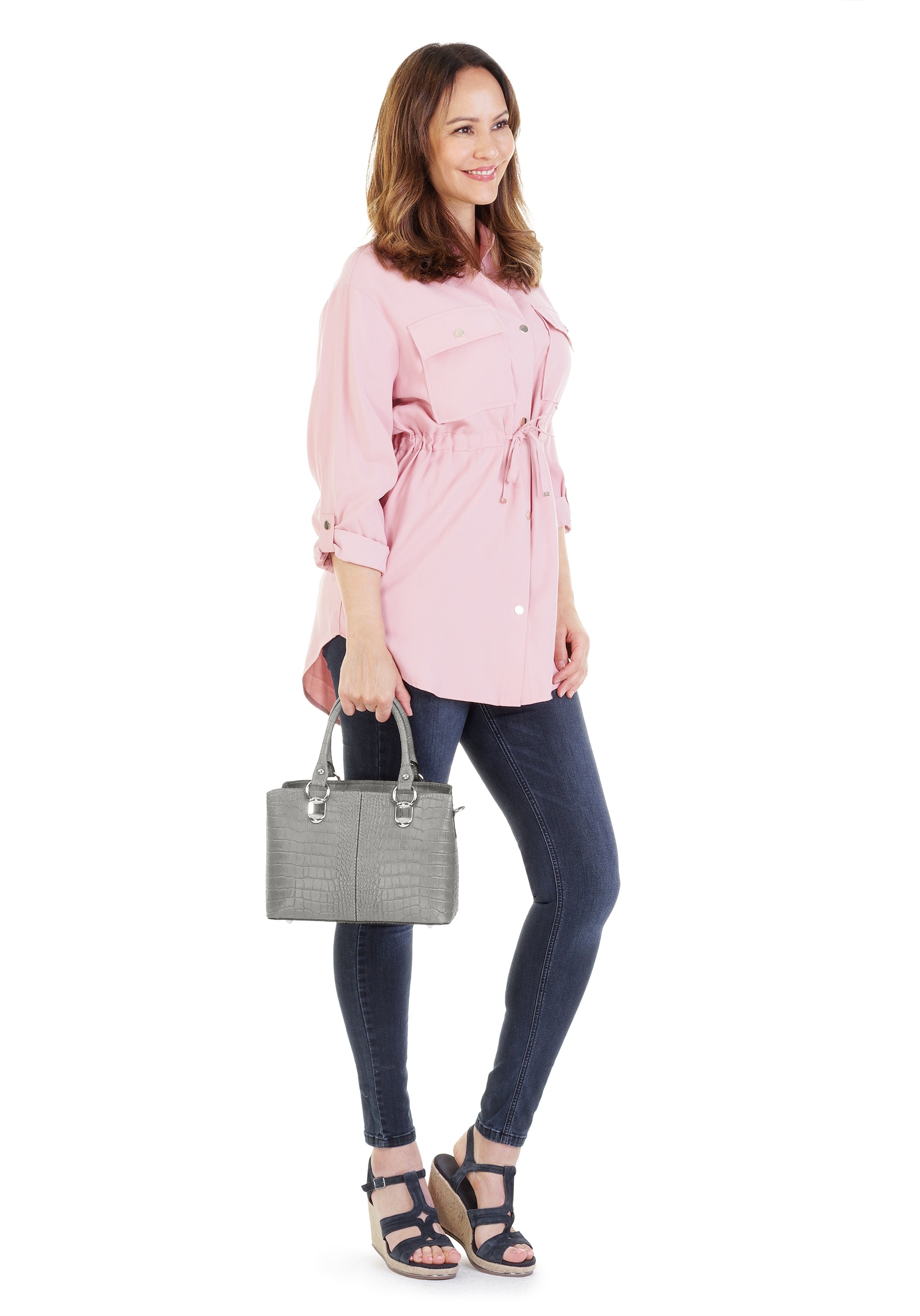 Cluty Umhängetasche, echt Leder, Made in Italy