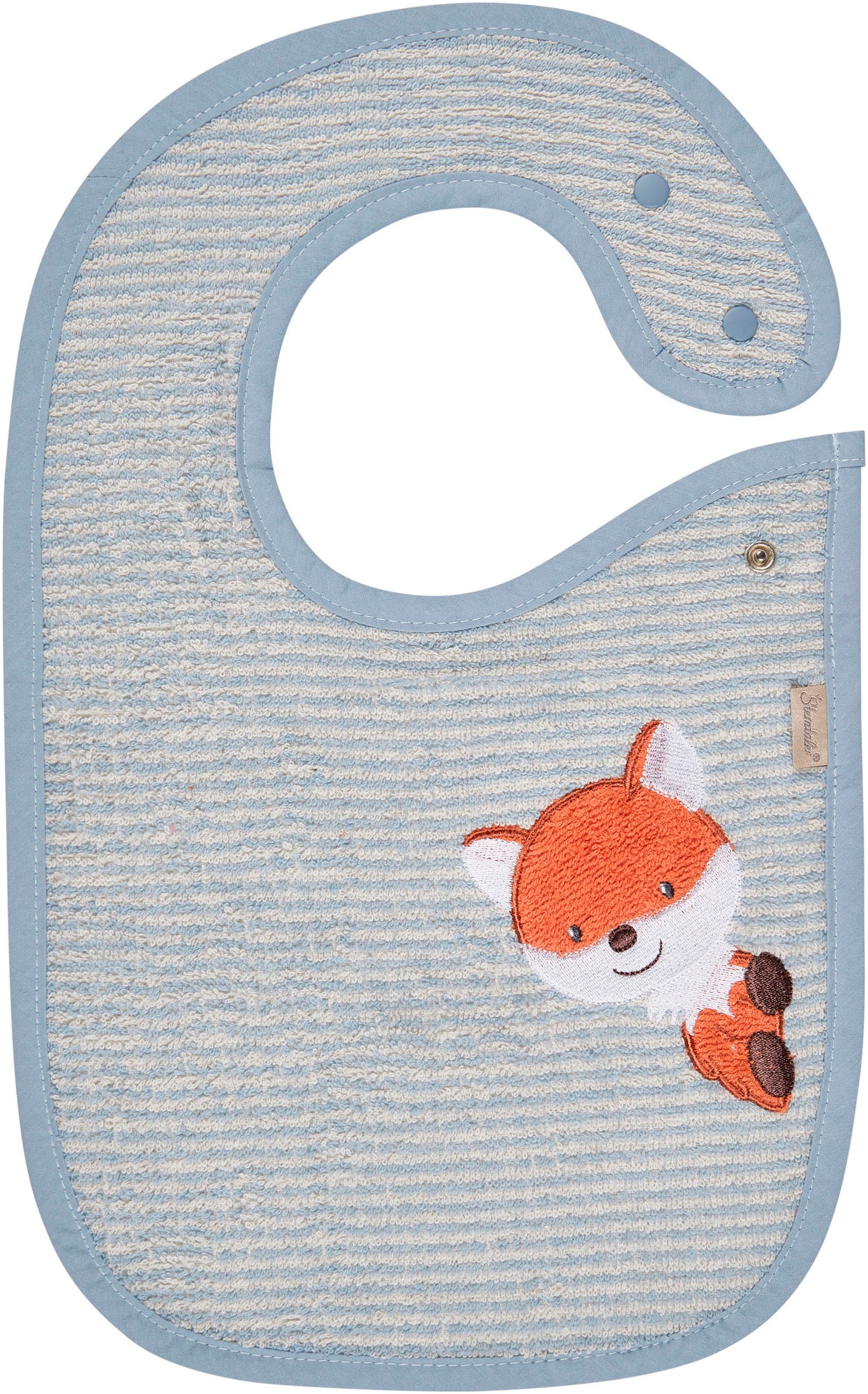 STERNTALER Baby Lätzchen "Druckknopf Fuchs Filou"graublau, Baumwolle, Lätzchen, Made in Europe