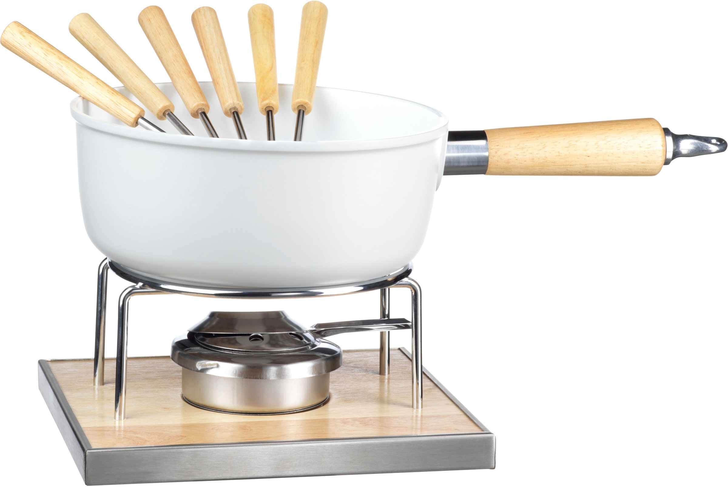 Mäser Weiß Braun Fonduetopf Set 9 Stk. Tlg. Aluminiumguss von Baur