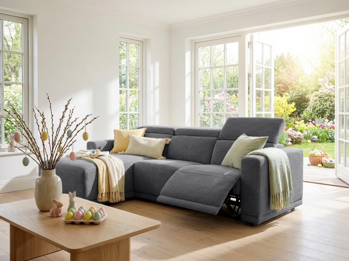 OTTO home Ecksofa »LEOO« mit USB A/C-Anschluss. Federkern, verstellbaren Kopfstützen, Webstoff