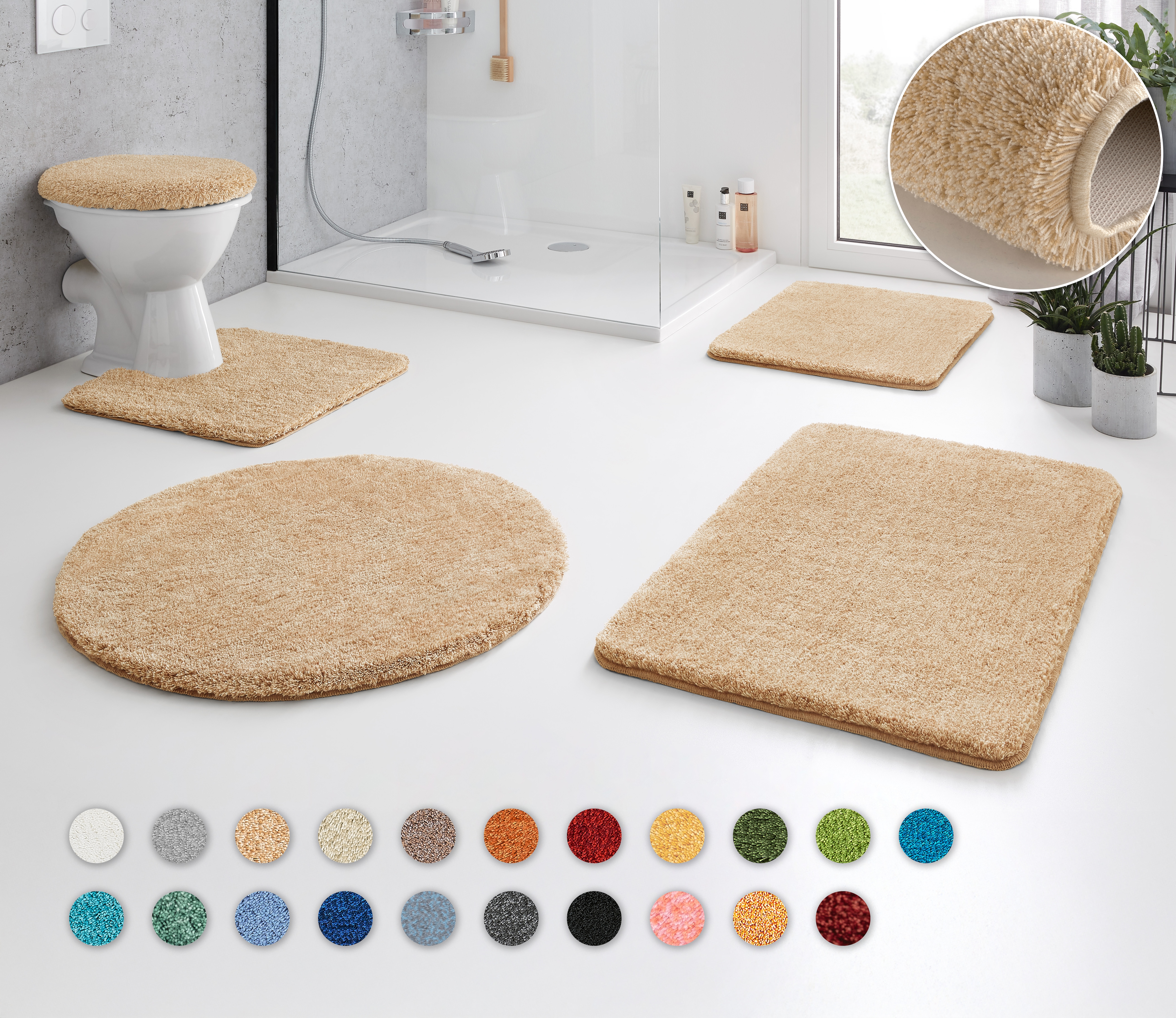 Kleine Wolke Badematte "RELAX, Badvorleger, Badezimmer Teppich" Höhe 30 mm rutschhemmend beschichtet fußbodenheizungsgeeignet Badteppich, meliert, rechteckig, rund & als Set erhältlich