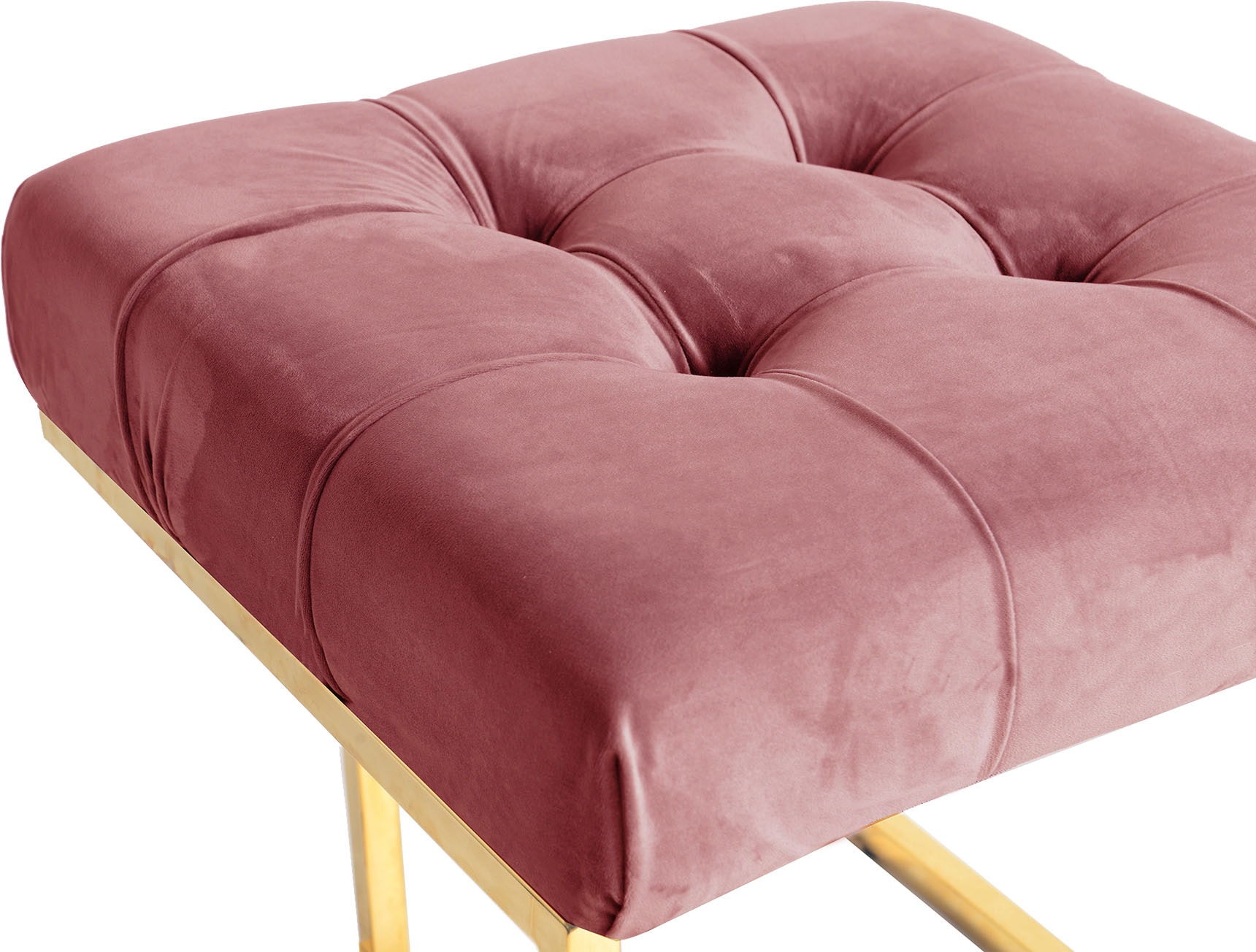 Kayoom Polsterhocker »Hocker Rarity 125, Edler Touch durch goldenes Gestell«, (1 St.), eckig, samtweich, gesteppt, mit Zierknöpfen, Edelstahlgestell