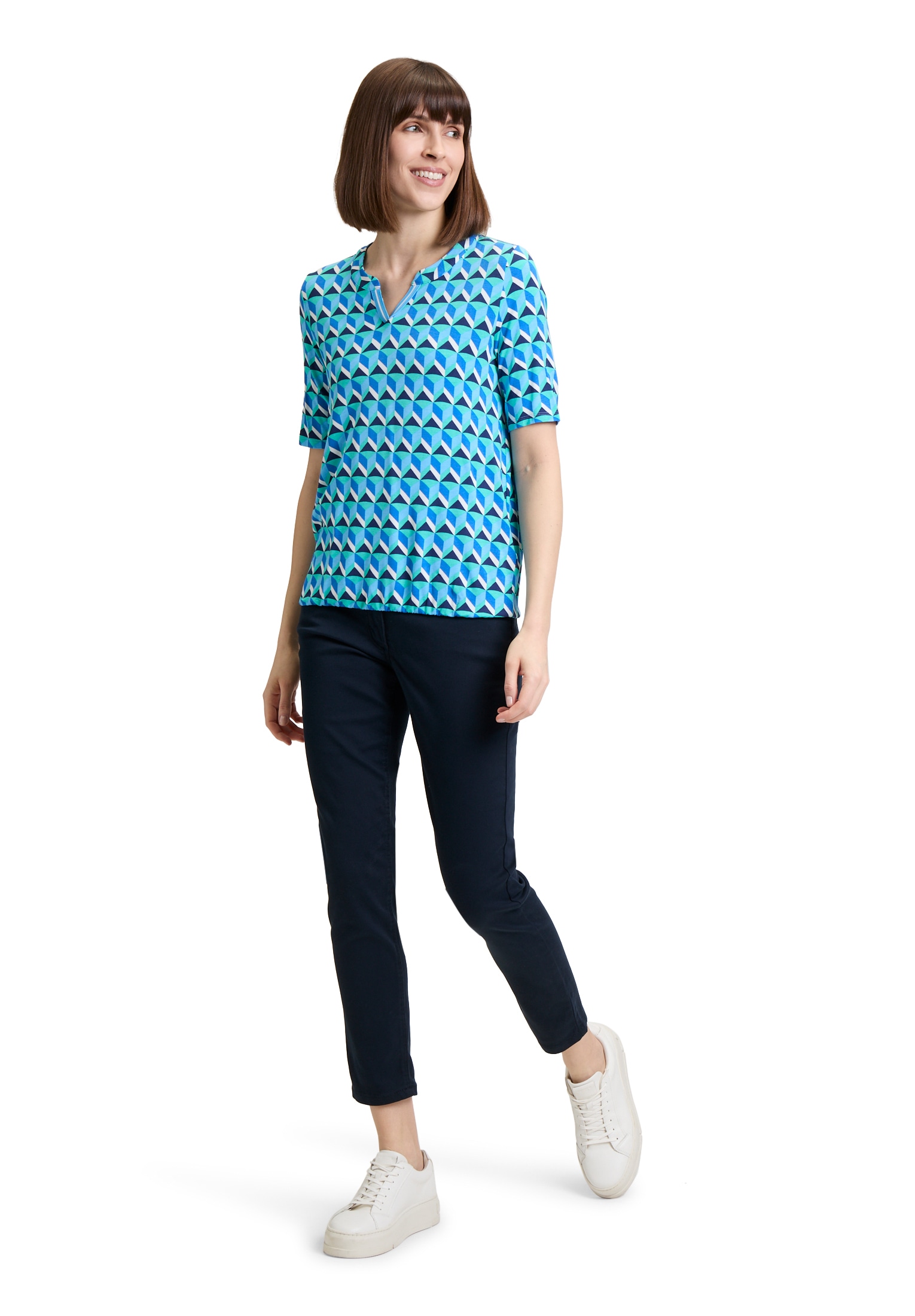 Betty Barclay Kurzarmshirt »Betty Barclay Blusenshirt mit Print«, (1 tlg.), Rippbündchen