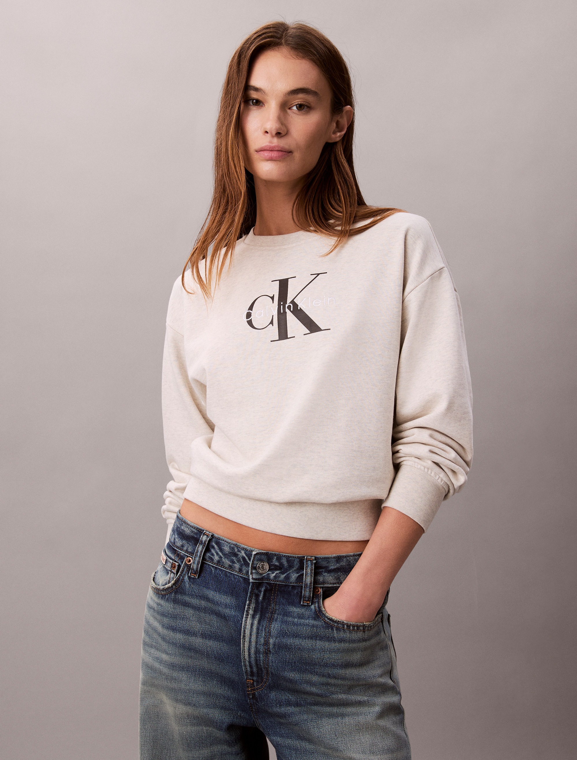 Calvin Klein Jeans Sweatshirt "LS MONOLOGO FRENCH TERRY RLXD CR", Logoschri günstig online kaufen