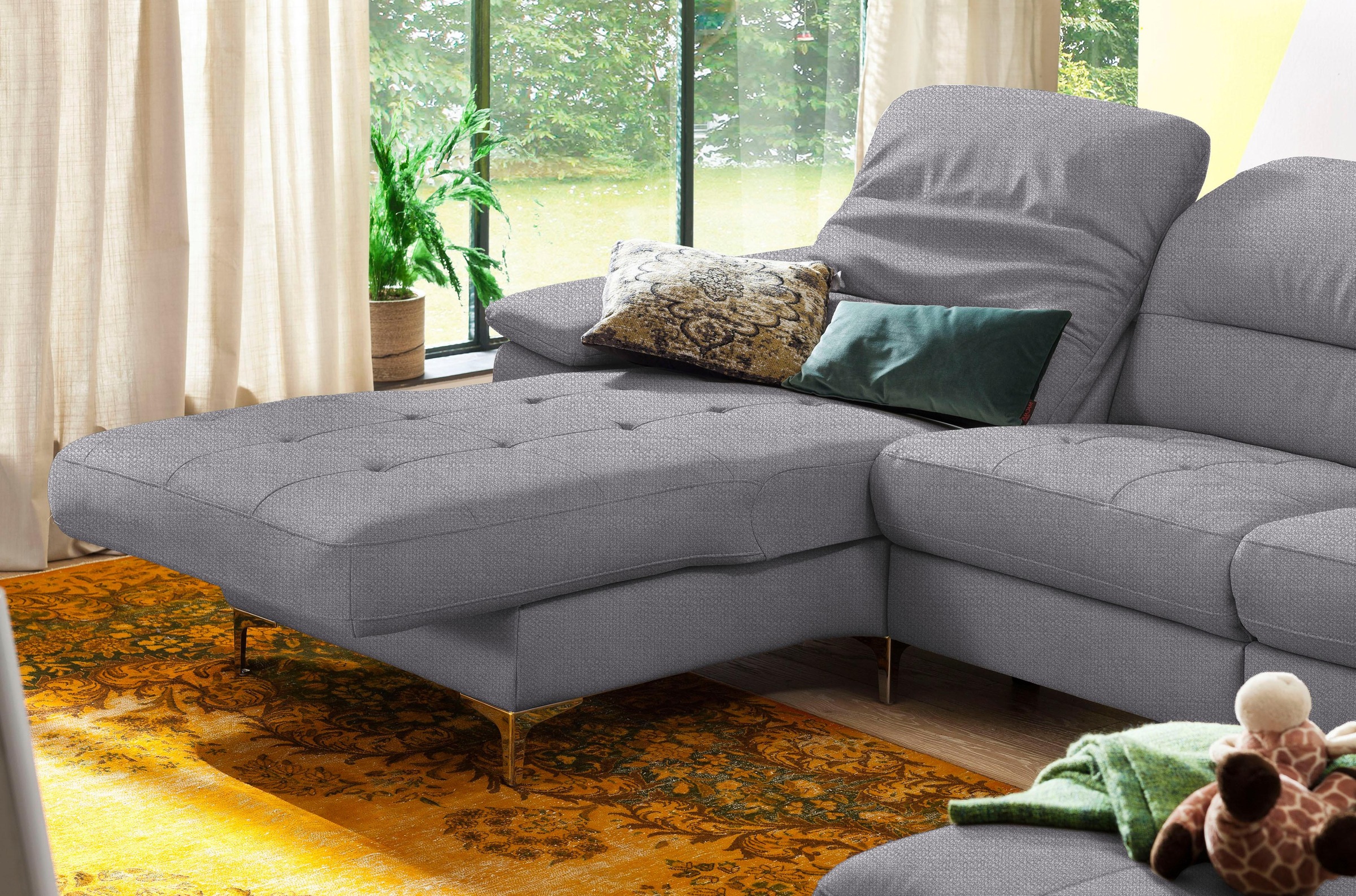 Places of Style Ecksofa »Basel L-Form«, mit vollmotorischer Relaxfunktion und motorischer Recamiere