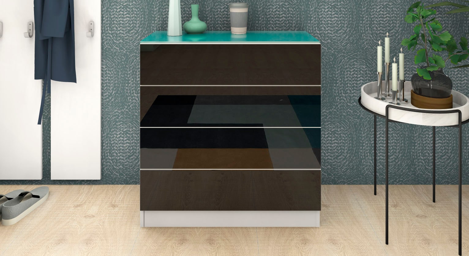 borchardt Möbel Kommode »Vaasa«, Breite 76 cm, Glasoberboden