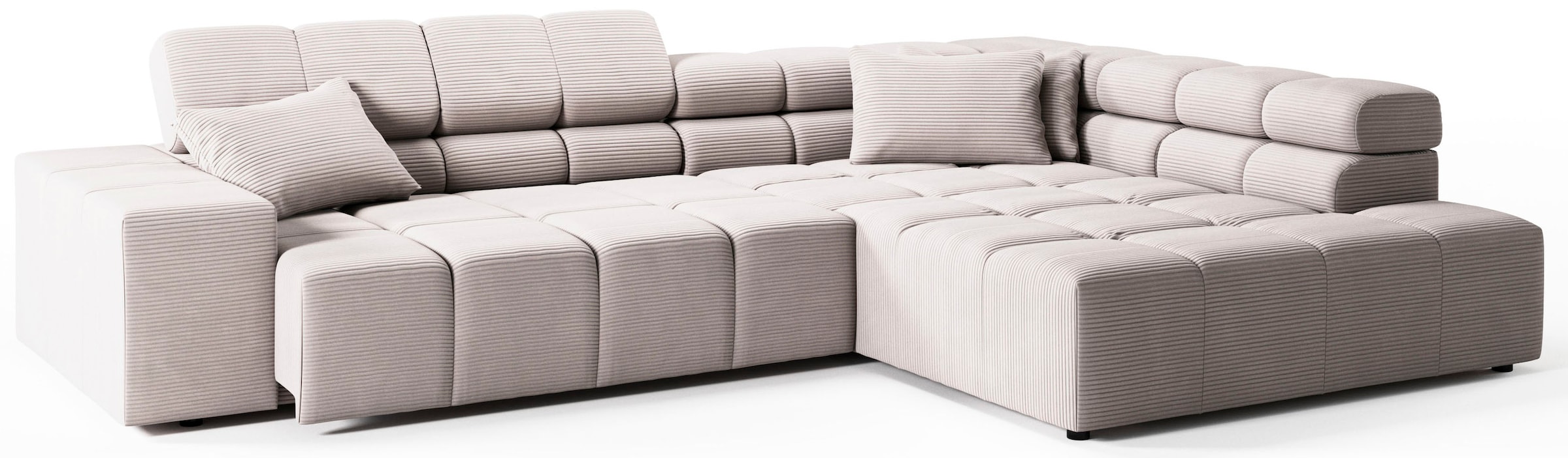 INOSIGN Ecksofa »Ancona incl. Kopfteilverstellung, Zierkissen Breite 319cm, L-Form«, wahlweise motorische Sitztiefenverstellung, auch in Cord + Easy Care