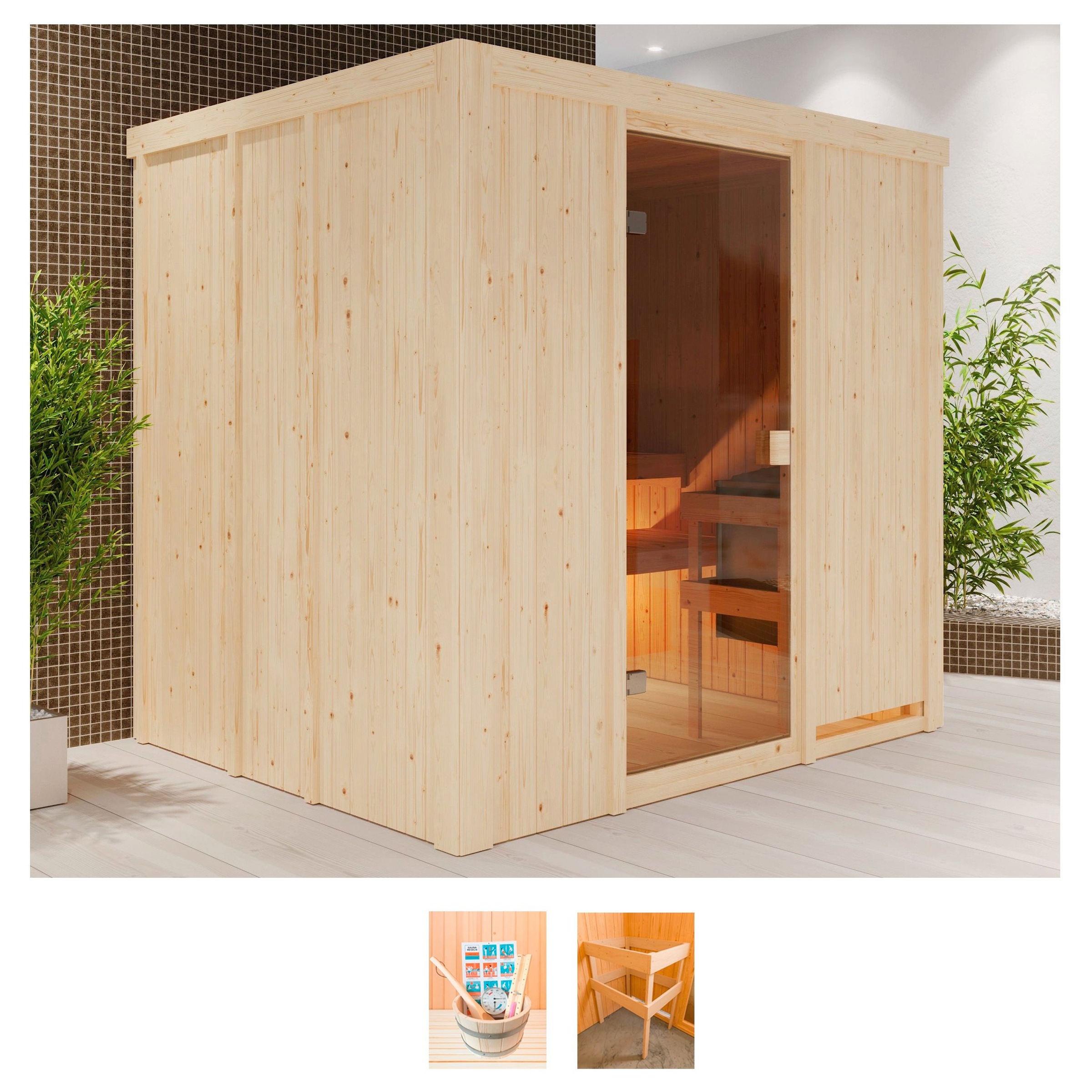 welltime Sauna »Gerda«, (Set), ohne Ofen, mit 6-tlg. Zubehörset kaufen