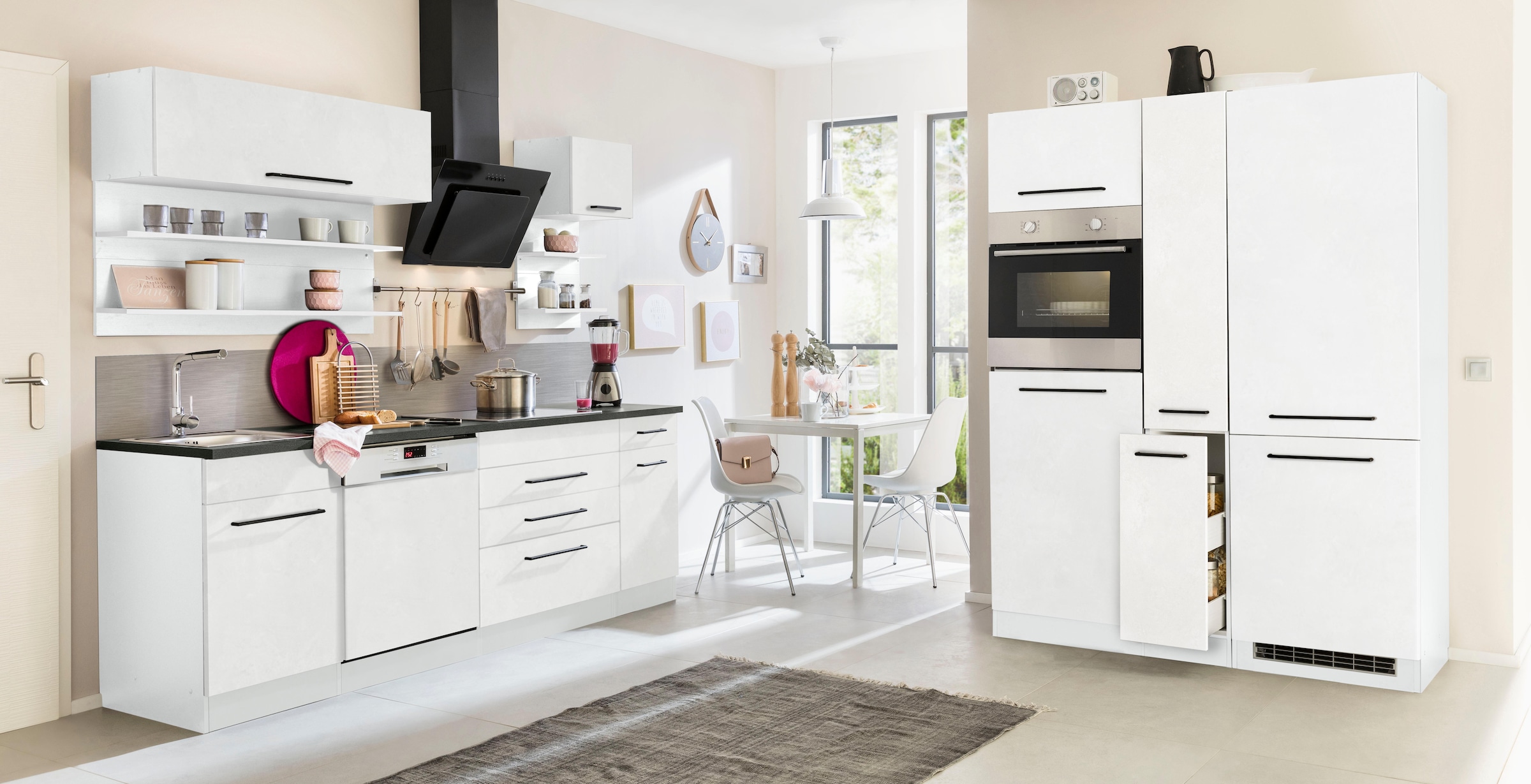 KOCHSTATION "KS-Tulsa" ohne E-Geräte, Breite 380 cm, schwarze Metallgriffe, günstig online kaufen