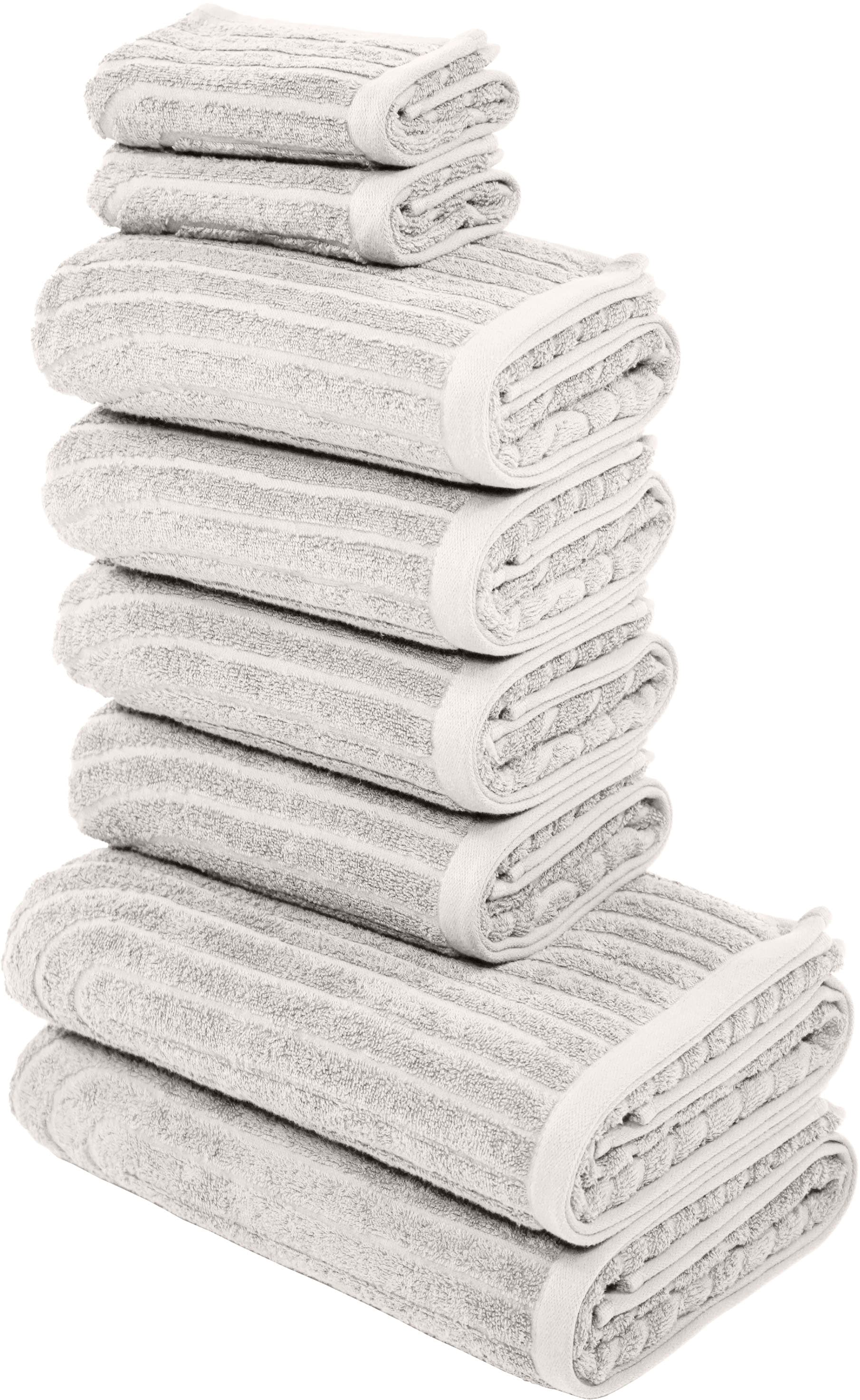 my home Handtuch Set »Handtuchset Ognon, Duschtücher, Handtücher, Gästetücher«, Set, 8 tlg., Frottier, Handtücher mit Muster, Scandi, einfarbiges Handtuch-Set 100% Baumwolle