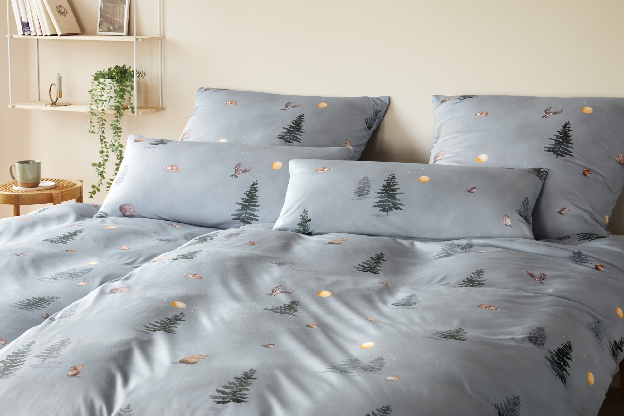 Elegante Bettwäsche "Winterwald Jersey" 2 Stk. tlg. angenehmes Hautgefühl günstig online kaufen
