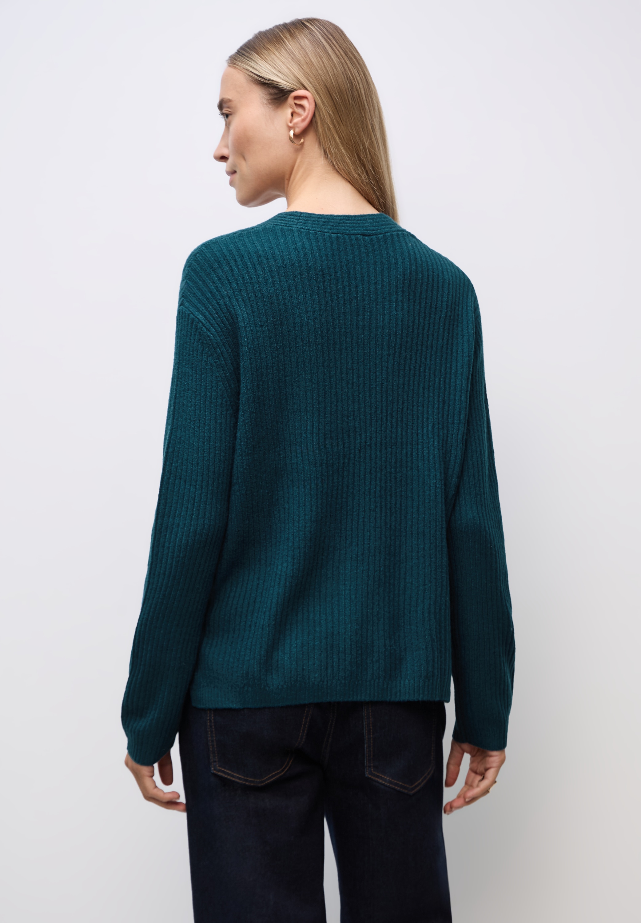 STREET ONE V-Ausschnitt-Pullover, in Unifarbe