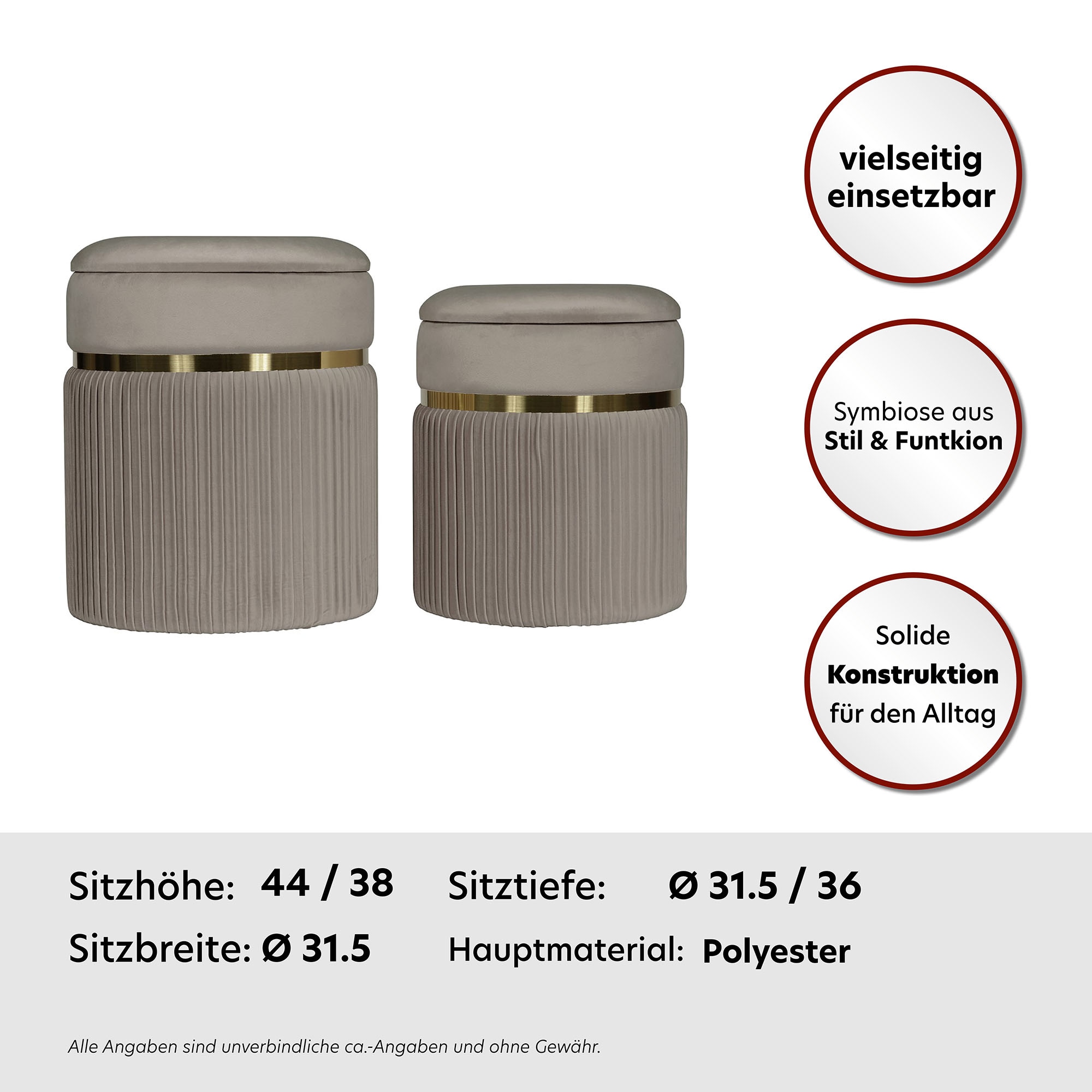 Kayoom Polsterhocker »Hocker Zora 325 2er-Set«, gepolstert, mit Stauraum