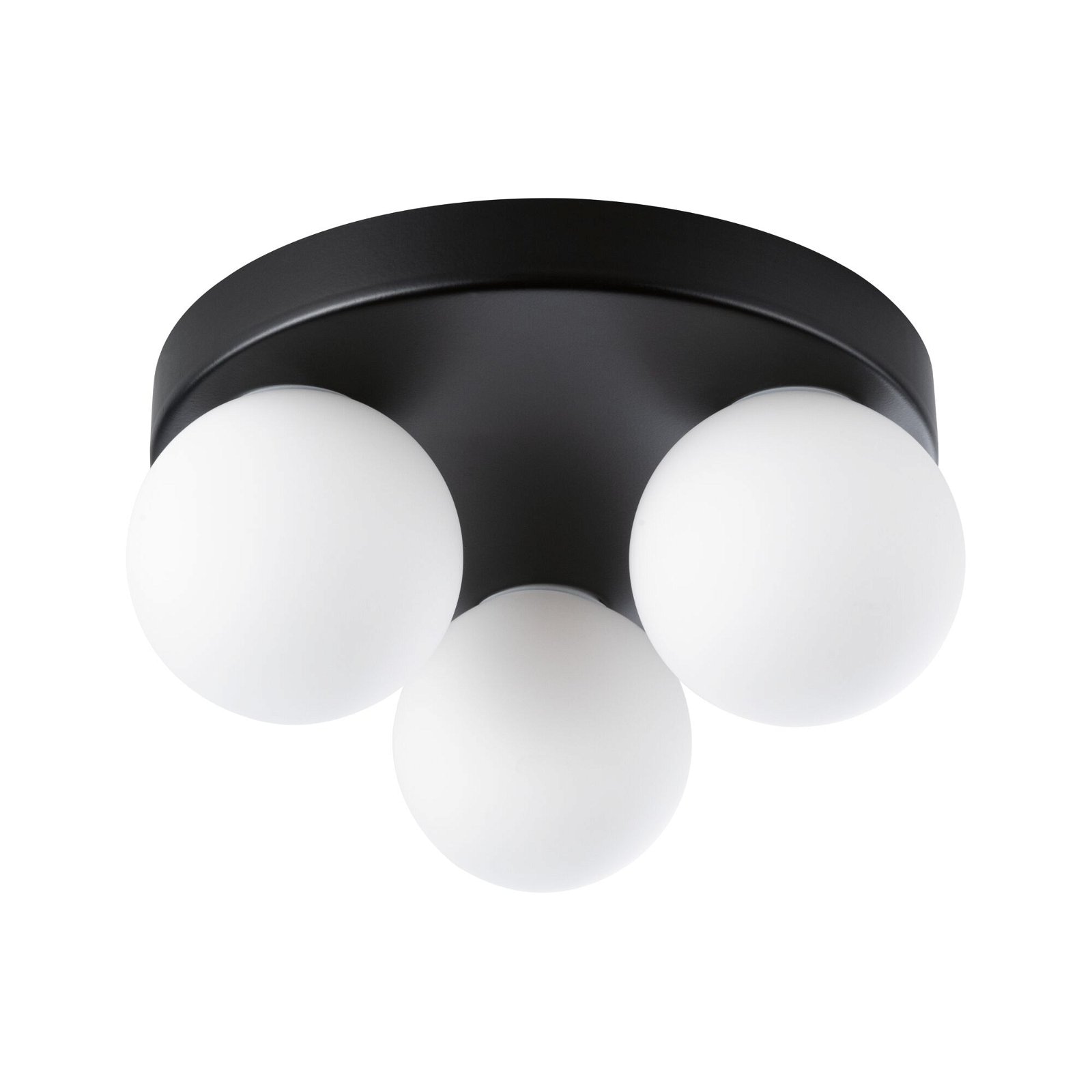 PAULMANN Deckenleuchte "Selection Bathroom Gove IP44 max. 3x20W Rondel Glas/Metall", 3, Ø 22cm H: 10cm, 1 Stk., schwarz, Wohnzimmer, Leuchten, G9