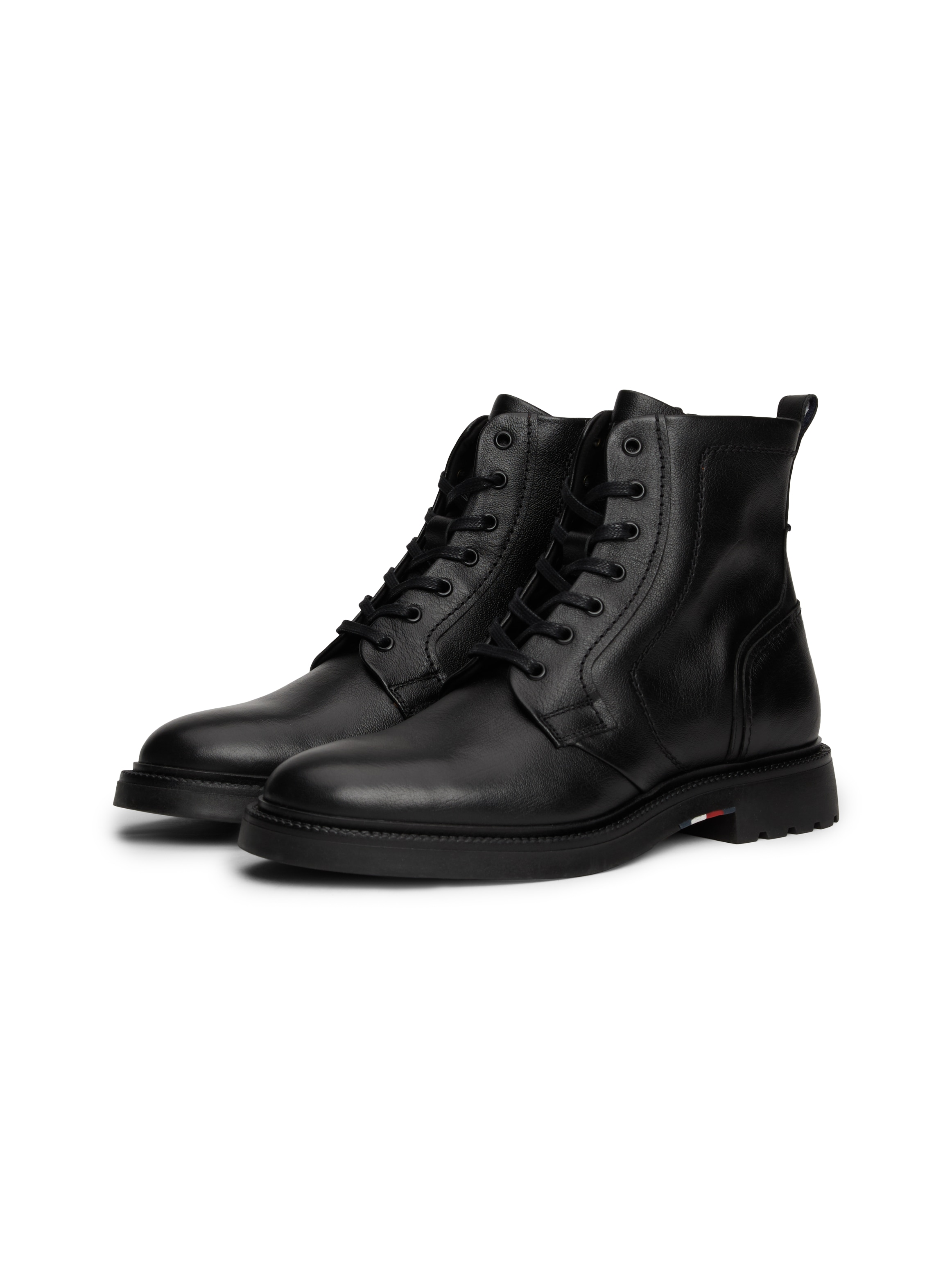 Tommy Hilfiger Schnürboots "HILFIGER COMFORT LWT LTH BOOT", Blockabsatz, Schnürstiefelette, Businessschuh in schmaler Fo