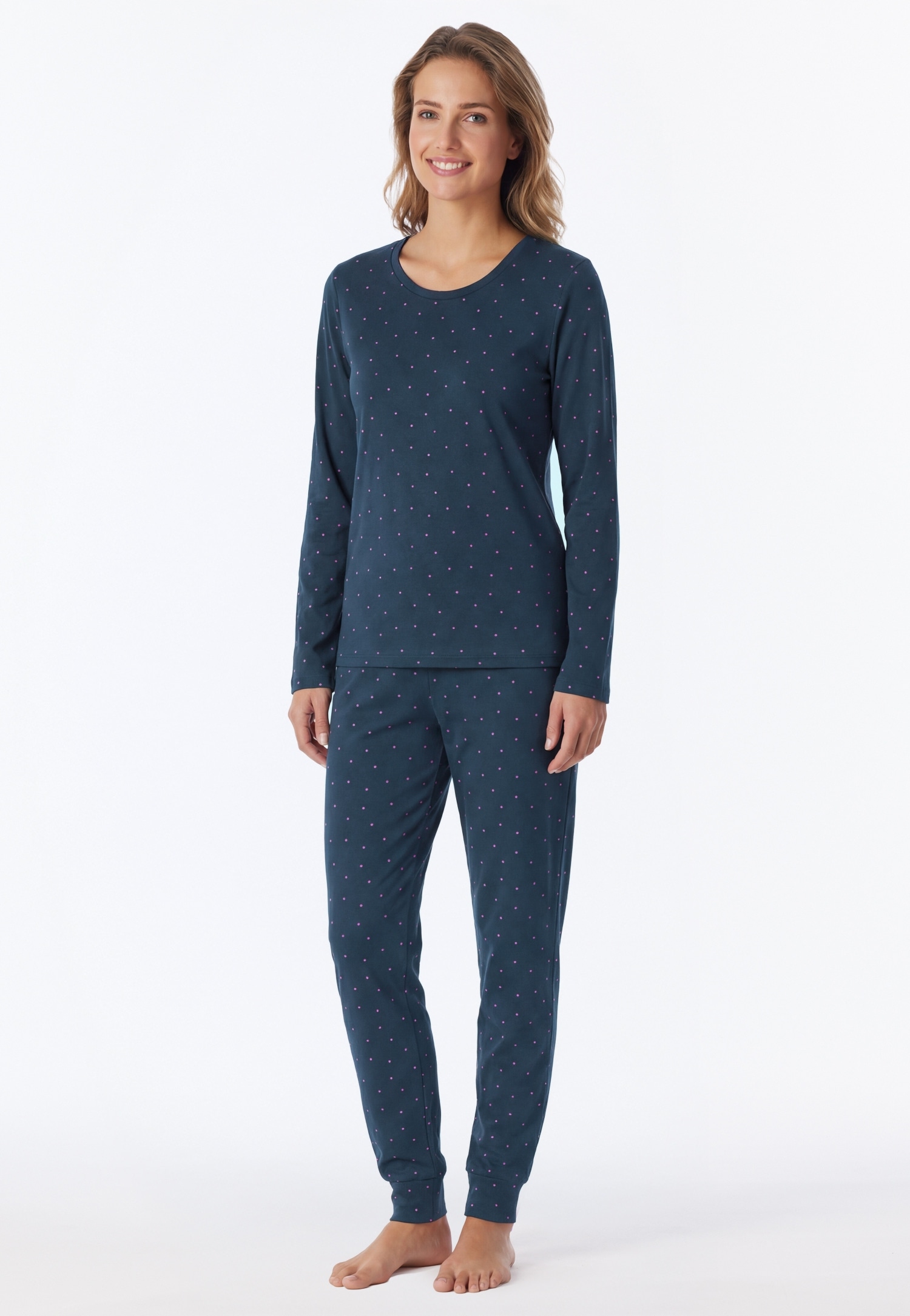 Schiesser Schlafanzug "Casual Essentials" 2tlg., 2 mit eingefasster, runder Halsausschnitt
