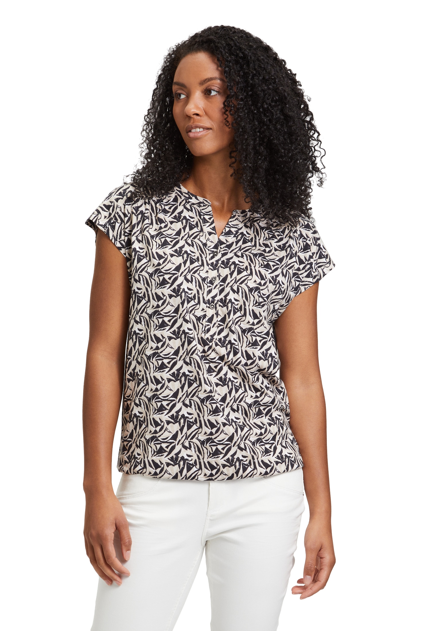 Betty&Co Kurzarmshirt "Betty & Co Damen Blusenshirt mit Knopfleiste", (1 tl günstig online kaufen