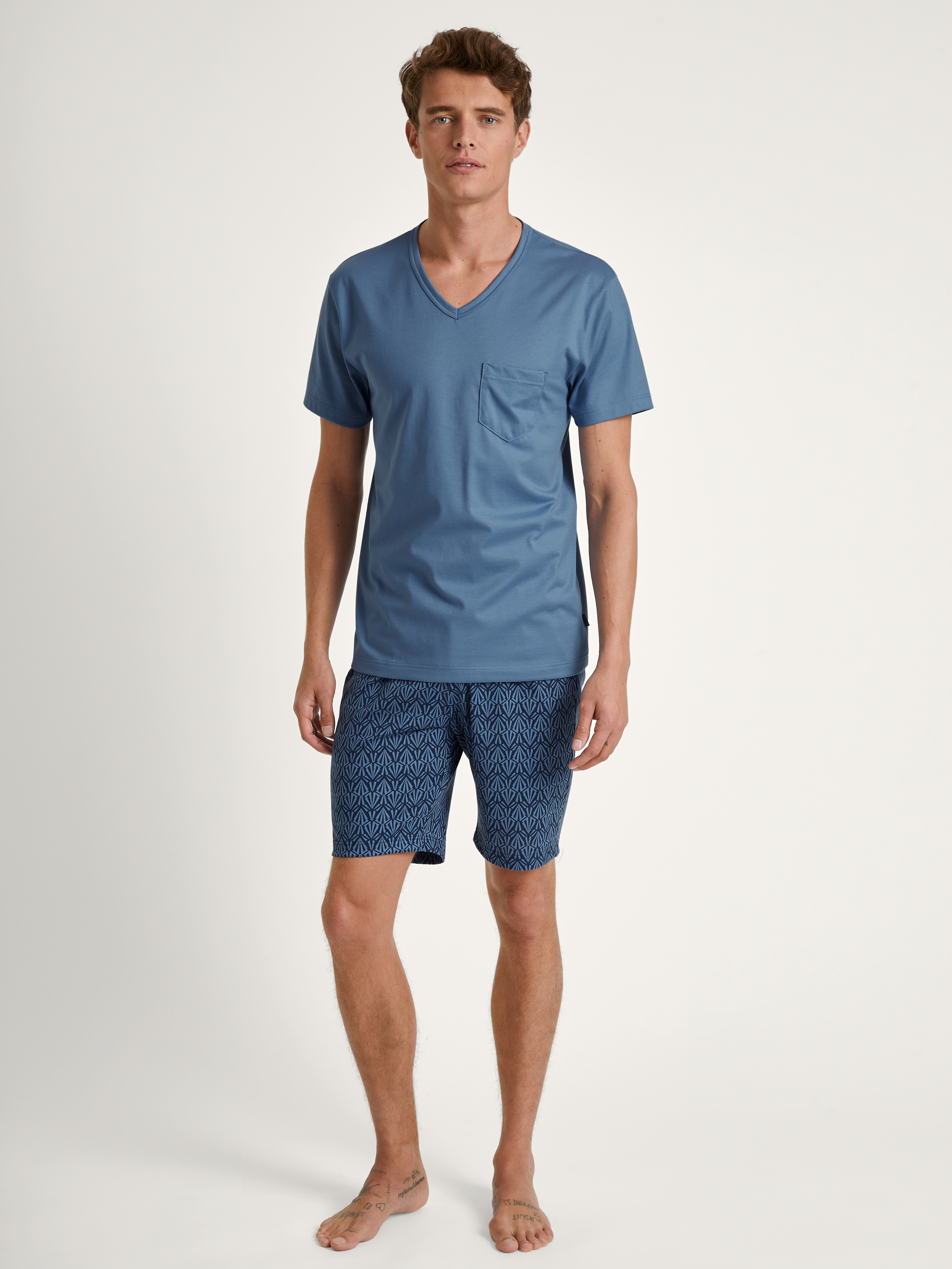 Pyjama Calida Relax Imprint Lot De 2 Pour Homme - 100% Coton, Confortable, Taille élastique