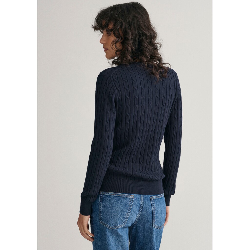 Gant Strickpullover »STRETCH COTTON CABLE V-NECK«