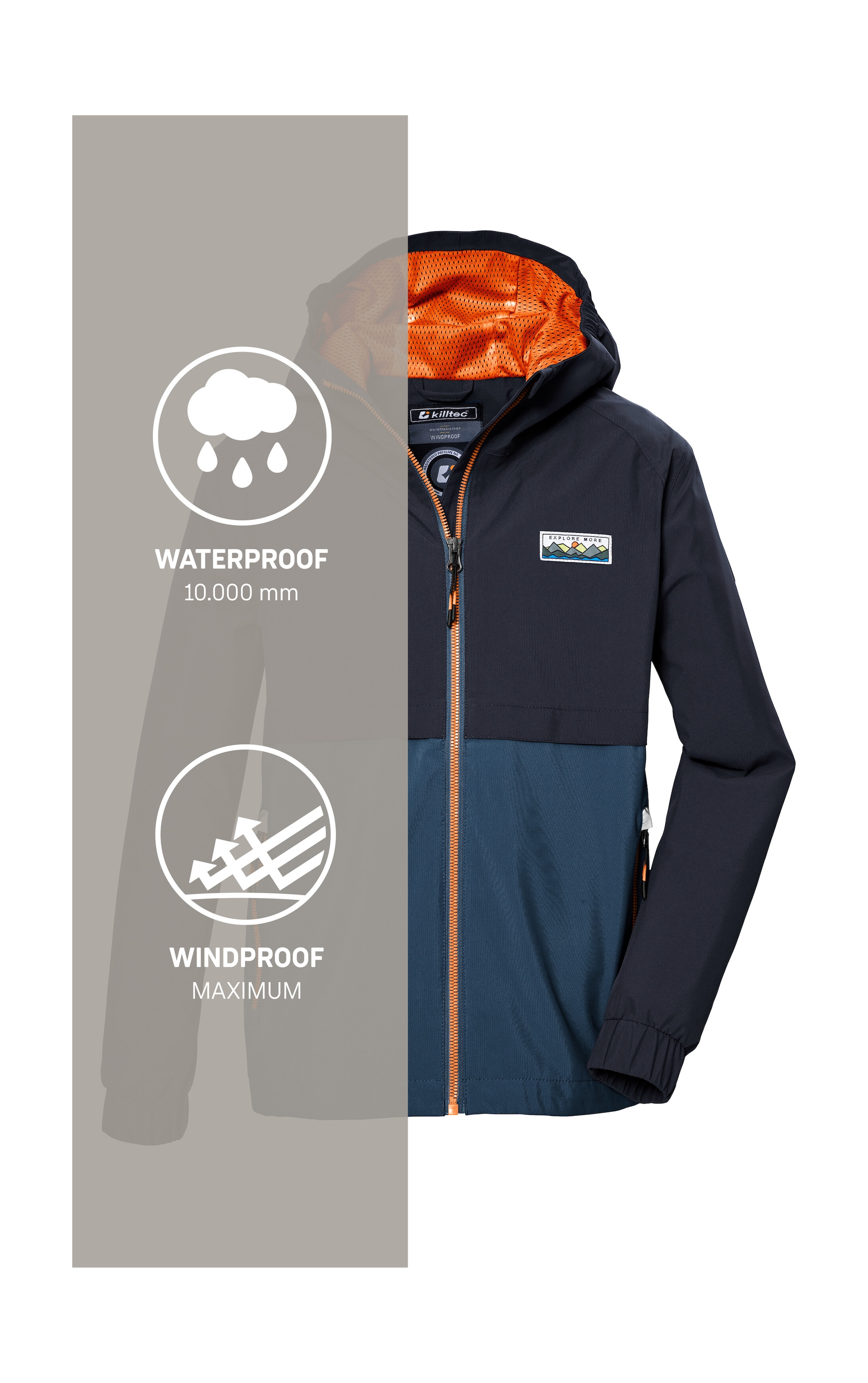 Killtec Funktionsjacke »KOS 141 BYS JCKT«, Wasserdichte Kinderjacke, Colourblock, reflektierend, PFAS-frei