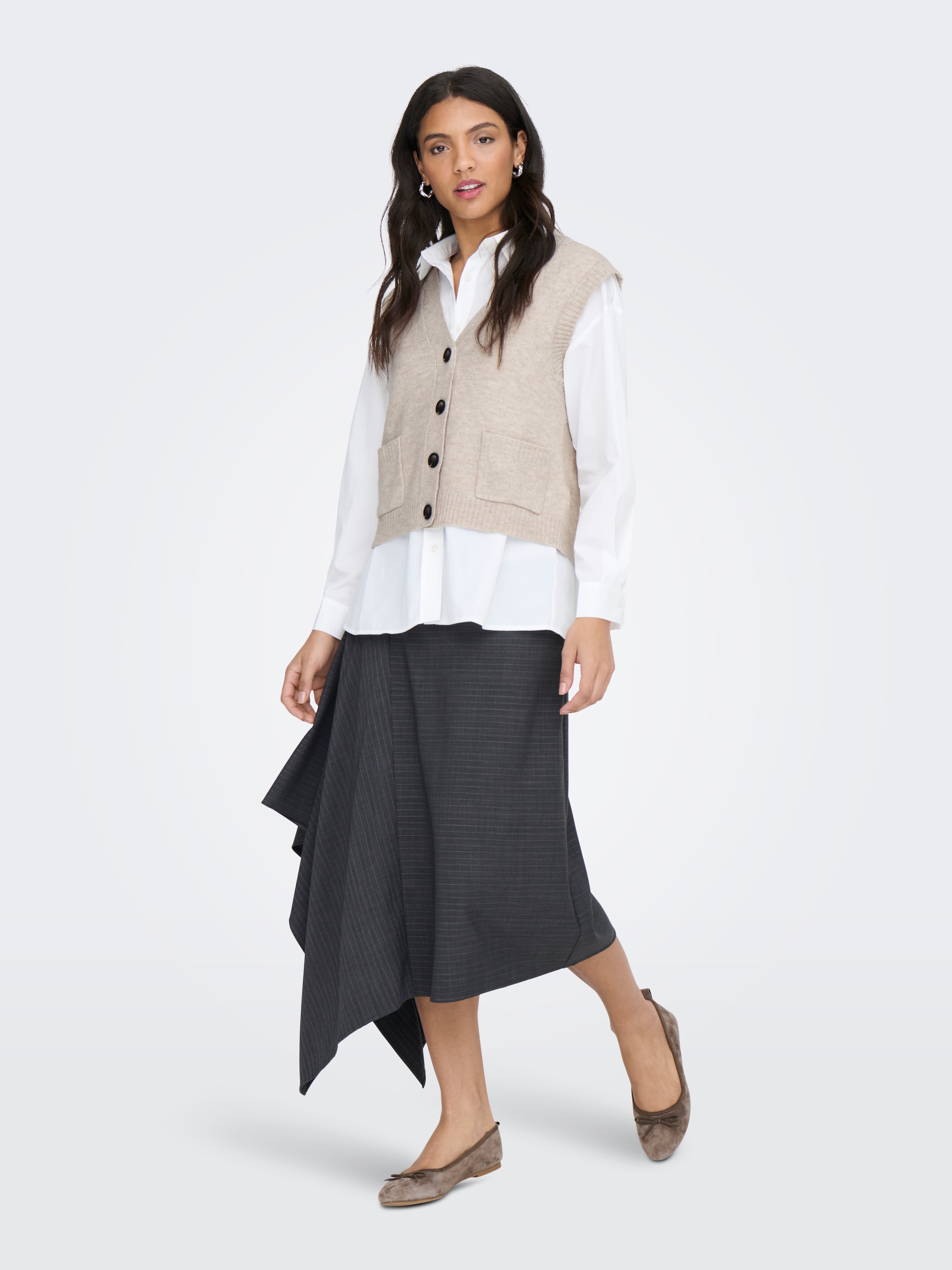 JDY Strickweste »JDYSUPER S/L V-NECK VEST KNT NOOS« Materialmix