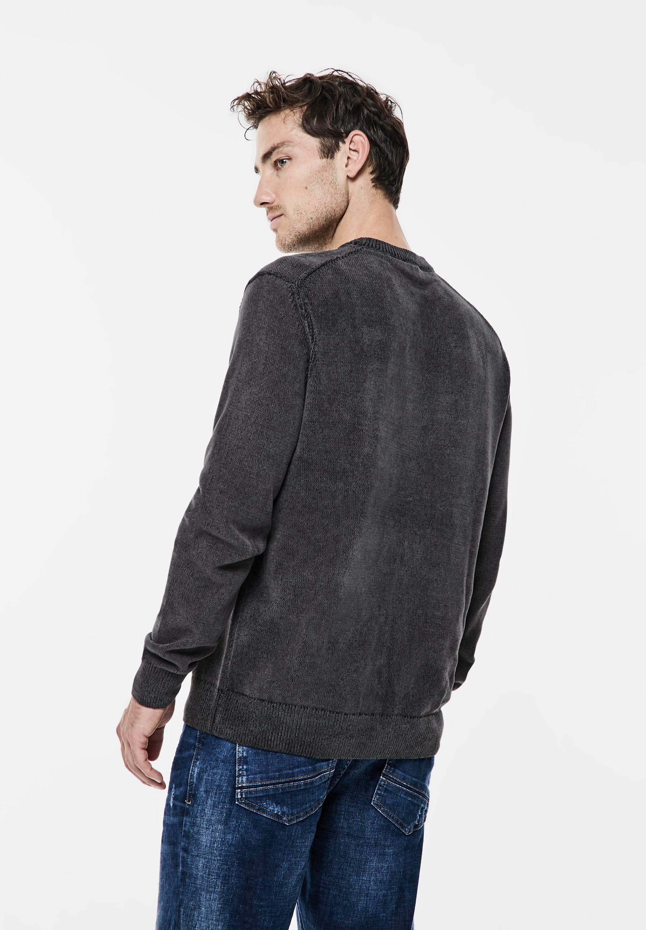 STREET ONE MEN Strickpullover, mit Rundhalsausschnitt