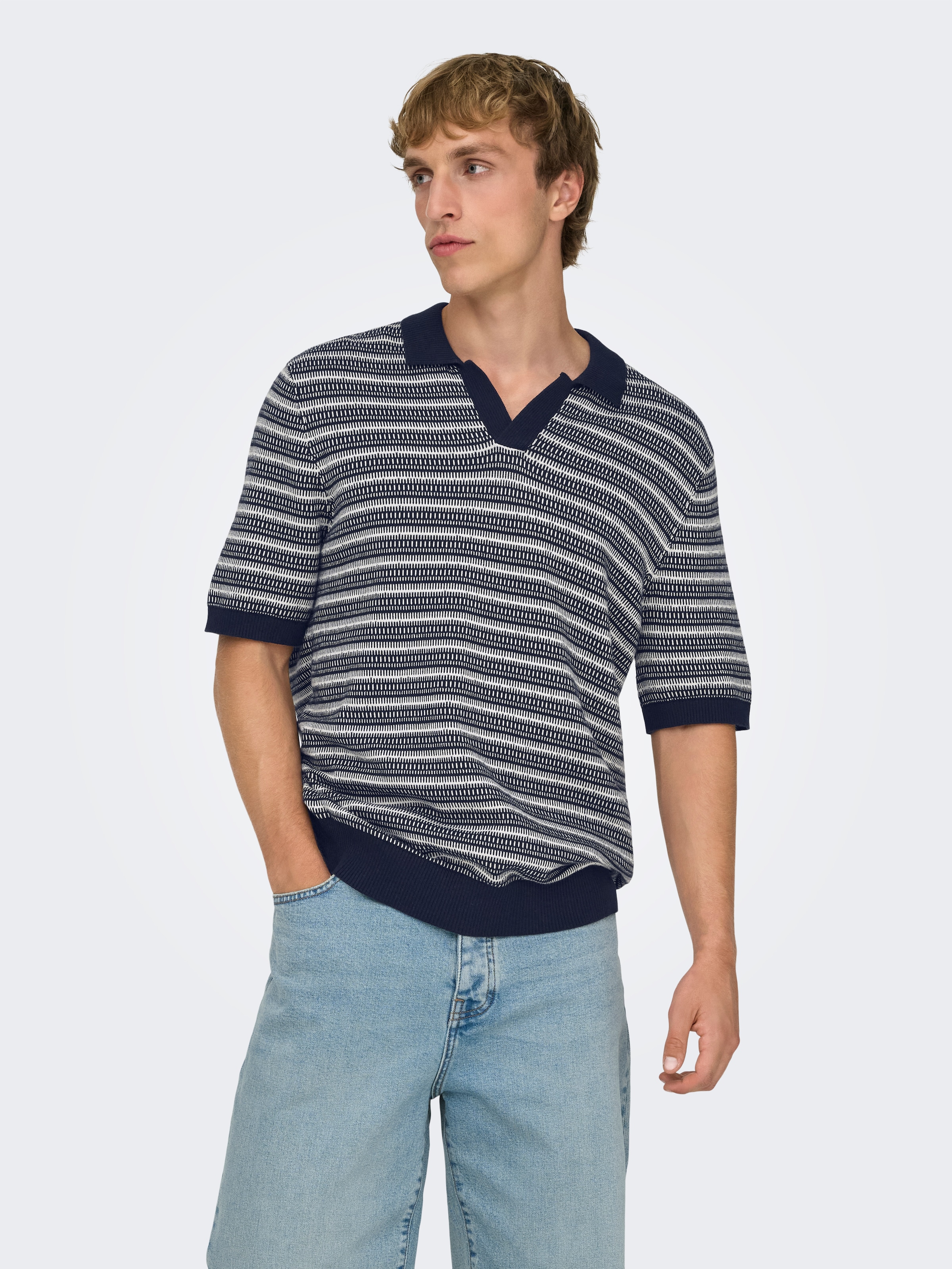 ONLY & SONS Polokragenpullover »ONSTILO REG SS SPLIT NECK KNIT NOOS« Baumwolle, regular fit