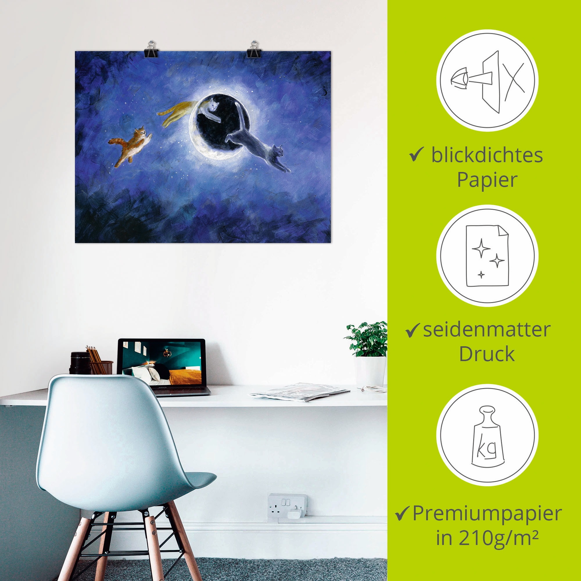 Artland Wandbild »In der Nacht sind alle Katzen grau«, Haustiere, (1 St.), als Leinwandbild, Poster in verschied. Größen