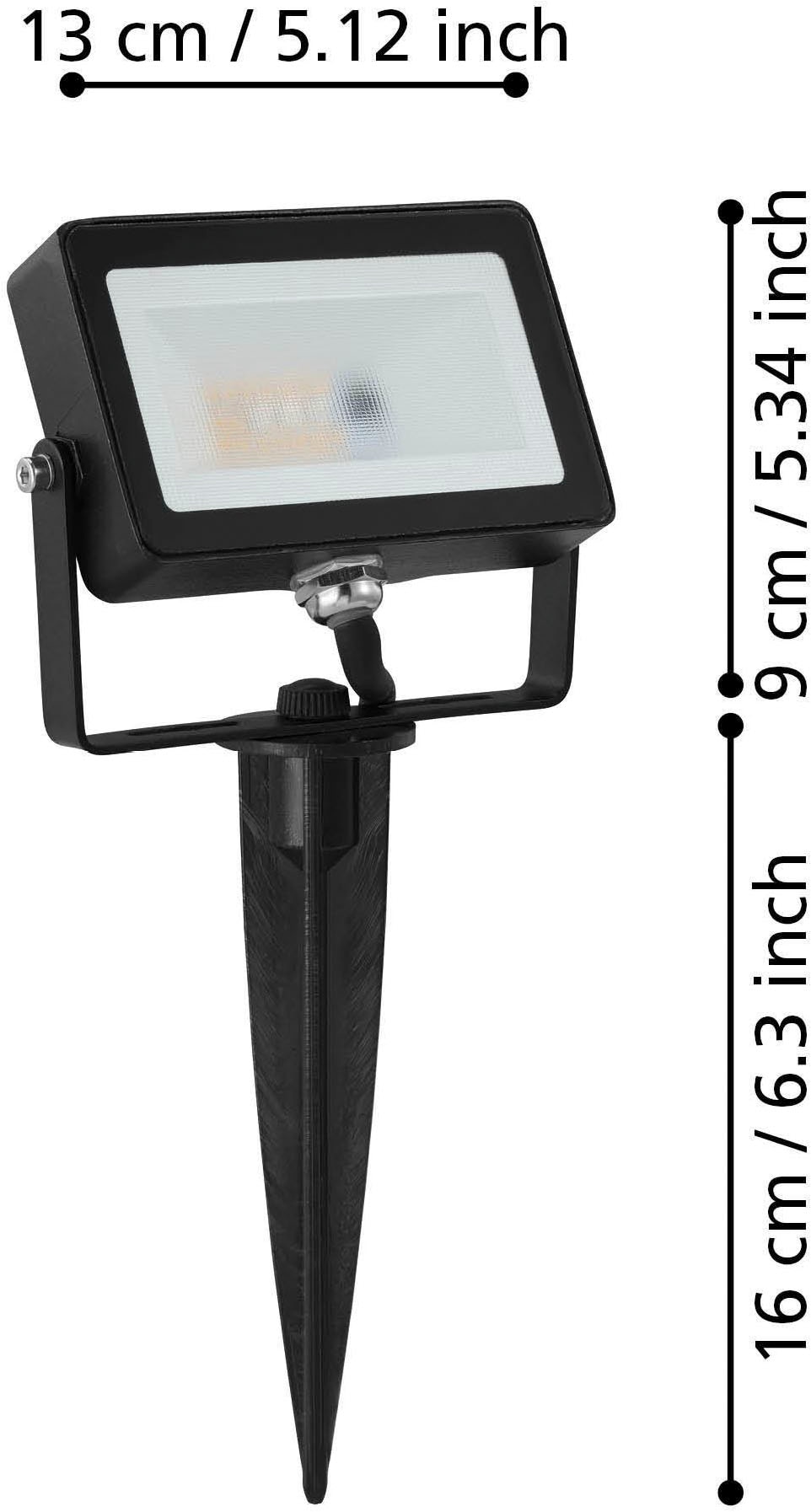 EGLO LED Wandstrahler »Faedo 4 Außenlampe, Außen-Strahler, Gartenbeleuchtung, Erdspieß, IP44« LED-Modul 1 Stk. RGB | Warmweiß Stehleuchte - L13 x H9 x AL2,5 cm - schwarz - 10W inkl.