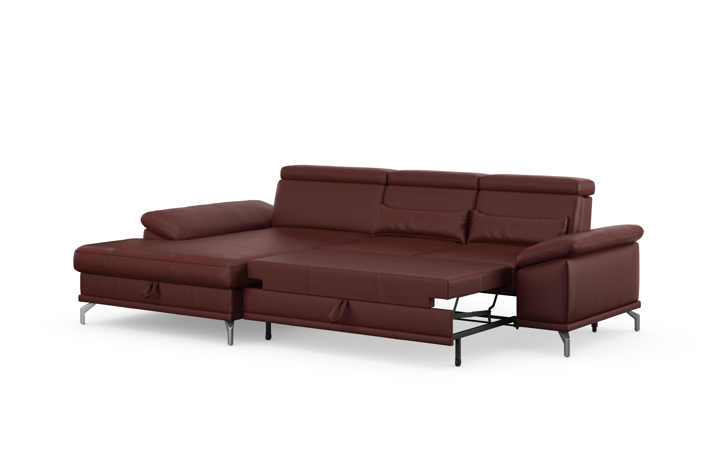sit&more Ecksofa »Cabrio L-Form, mit Sitztiefenverstellung, Arm- und Kopfteilverstellung«, 2 Nierenkissen, Federkern, optional Bettfunktion und Stauraum