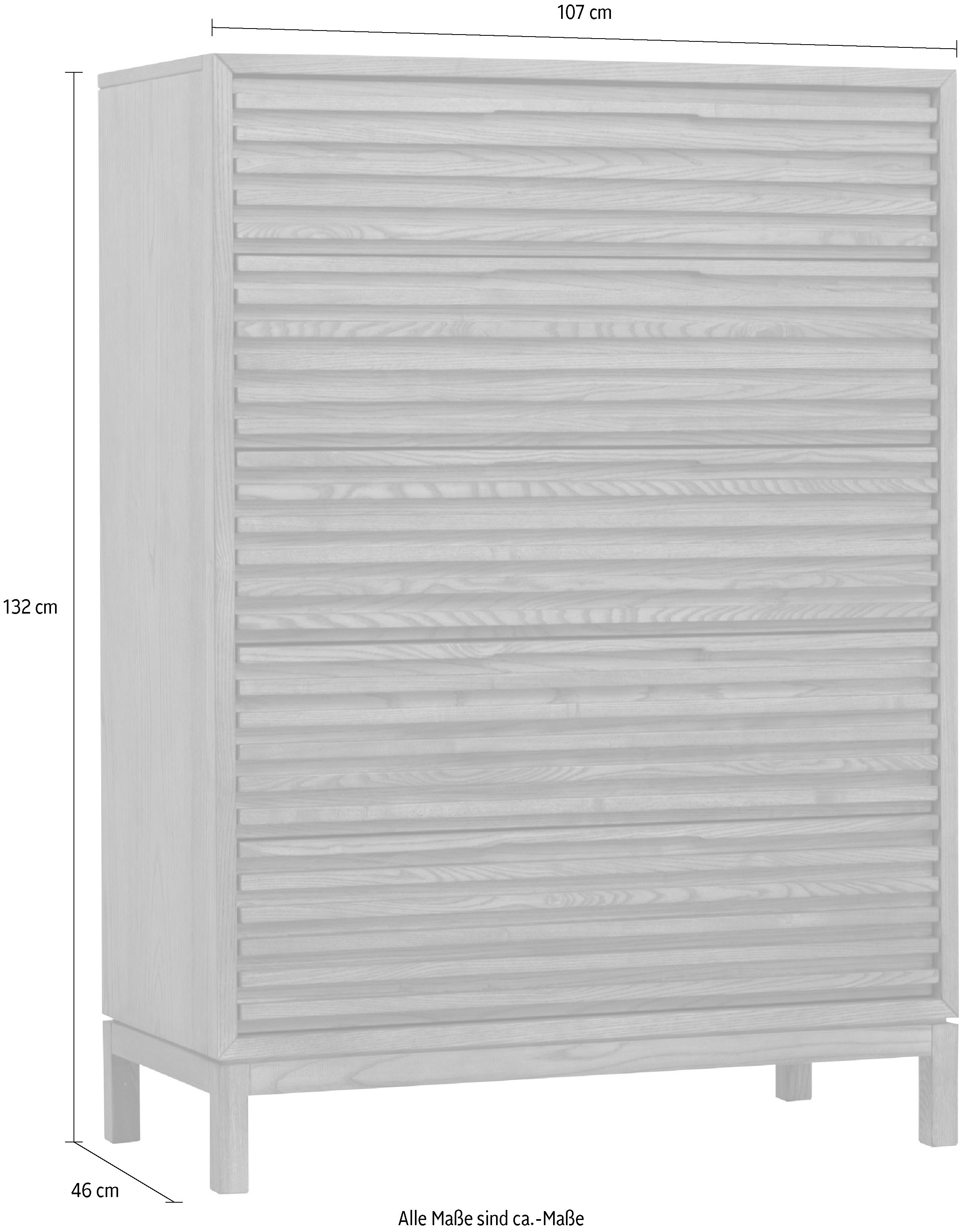 andas Highboard »Tanner Highboard aus Eschenholz mit fünf Schubladen«, (1 St.)
